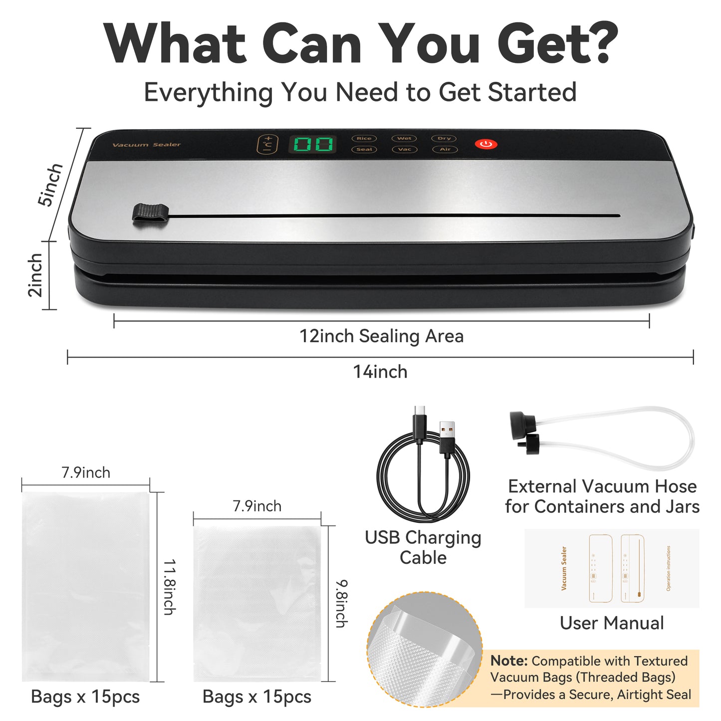 Sentryse Cordless Vacuum Sealer Machine, 75Kpa Powerful Food Saver Vacuum Sealer for Kitchen & Outdoor, Rechargeable Portable Food Sealer with Dry/Moist Modes, Built-in Cutter & 30 Vacuum Bags