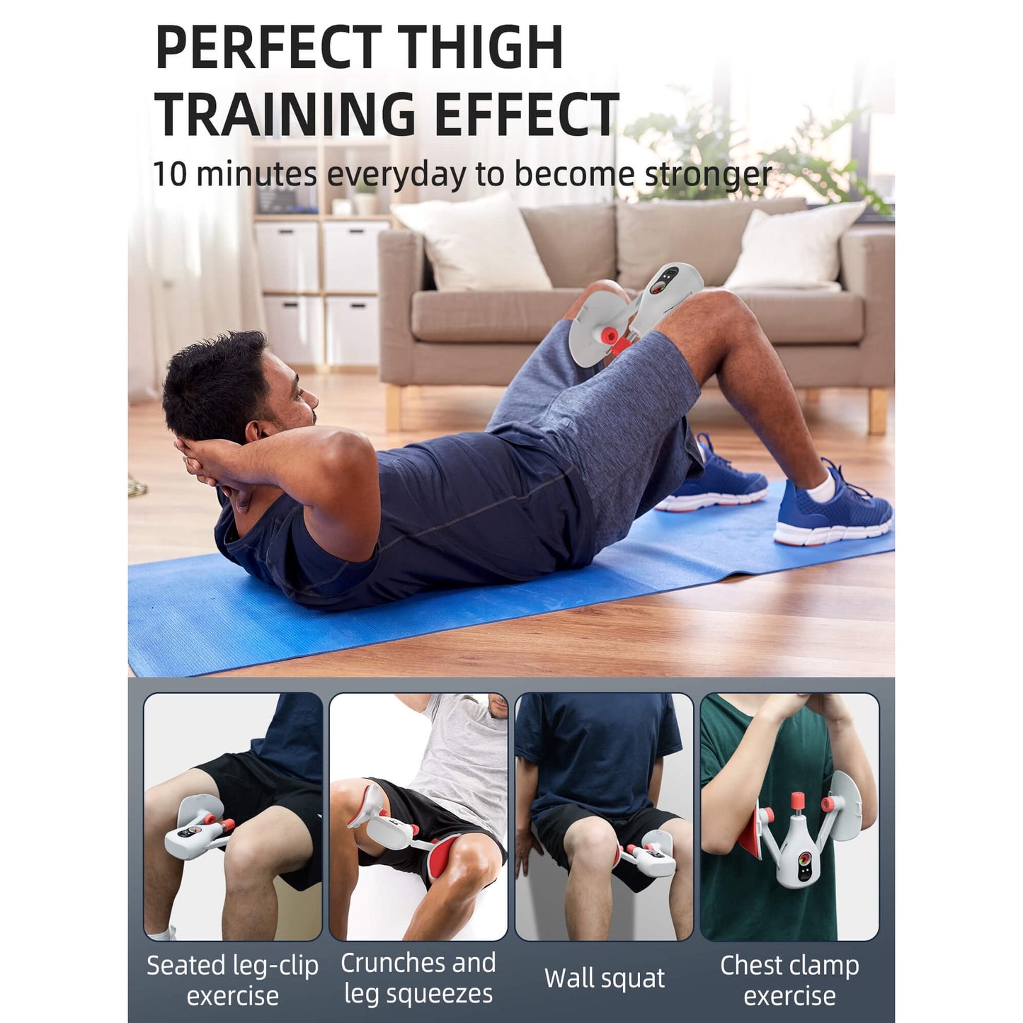 Tidymend Thigh Master 0-77 lbs Adjustable Resistance, Kegel Exerciser Pelvic Floor Muscle with Fixed Leg Straps, Inner Thigh Exerciser for Women Men, Gray