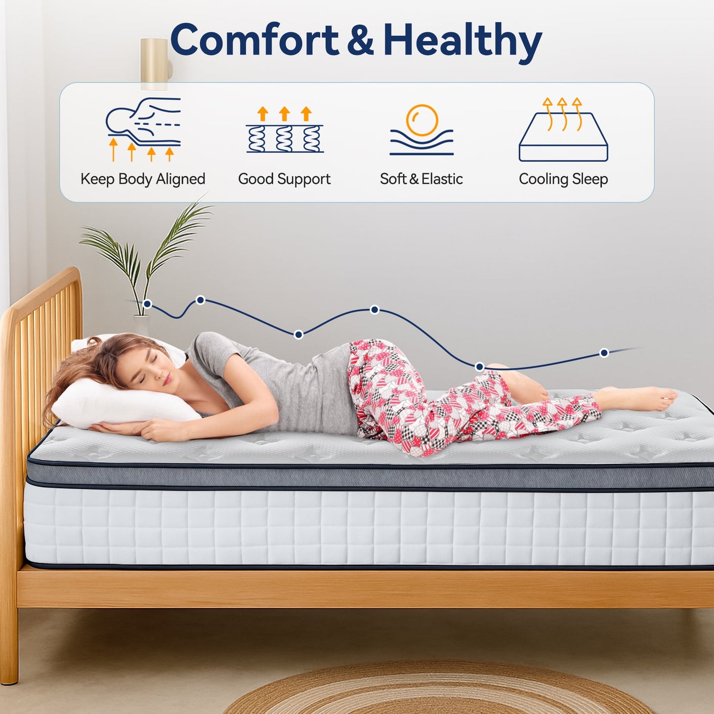 12" Twin Mattress, Euro Top Foam & Pocket Spring Hybrid Mattress in a Box, Plush Comfort, Pressure Relief and Motion Isolation