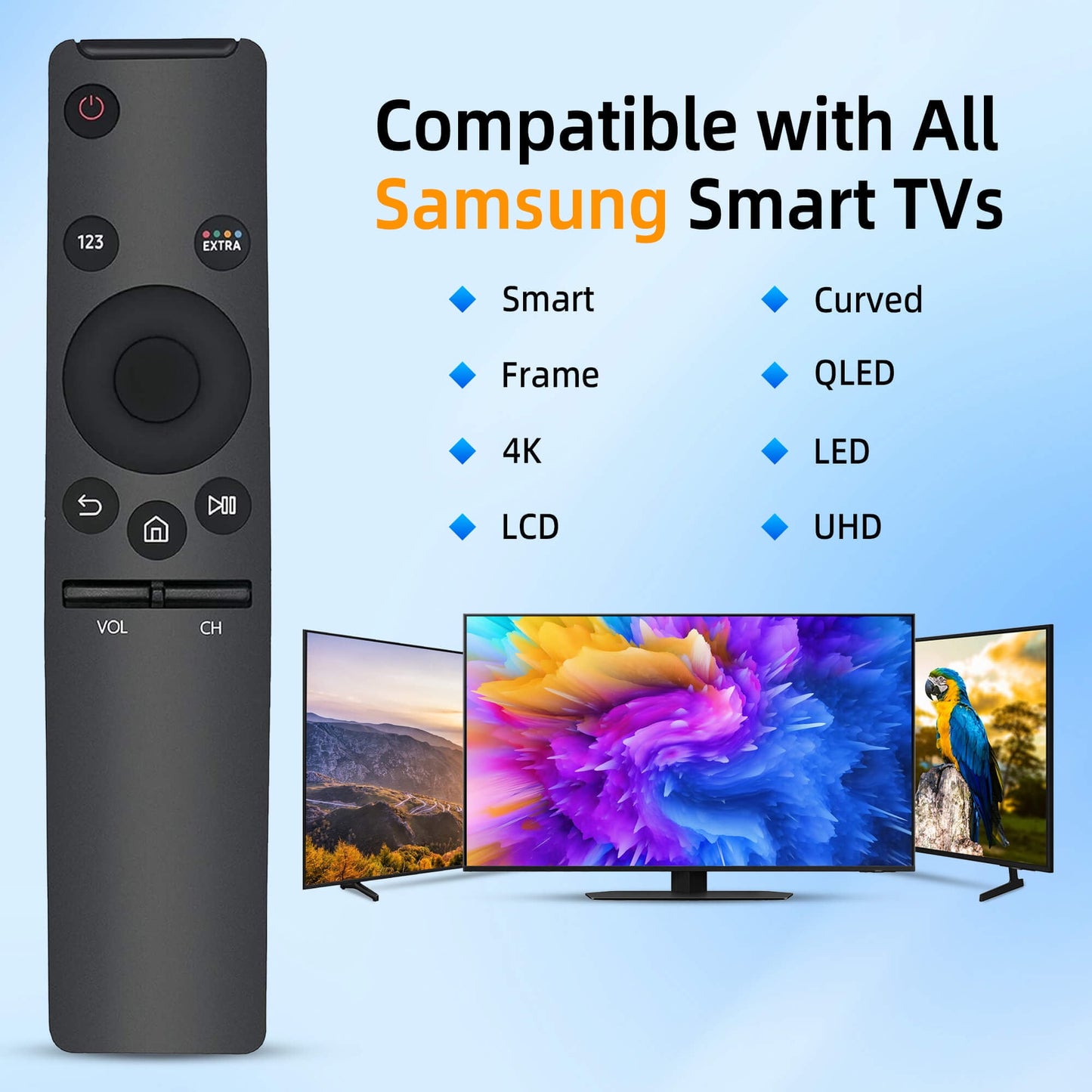 Universal TV Remote for Samsung, Replacement Remote Control for Samsung Smart-TV LCD LED, 1 Pack