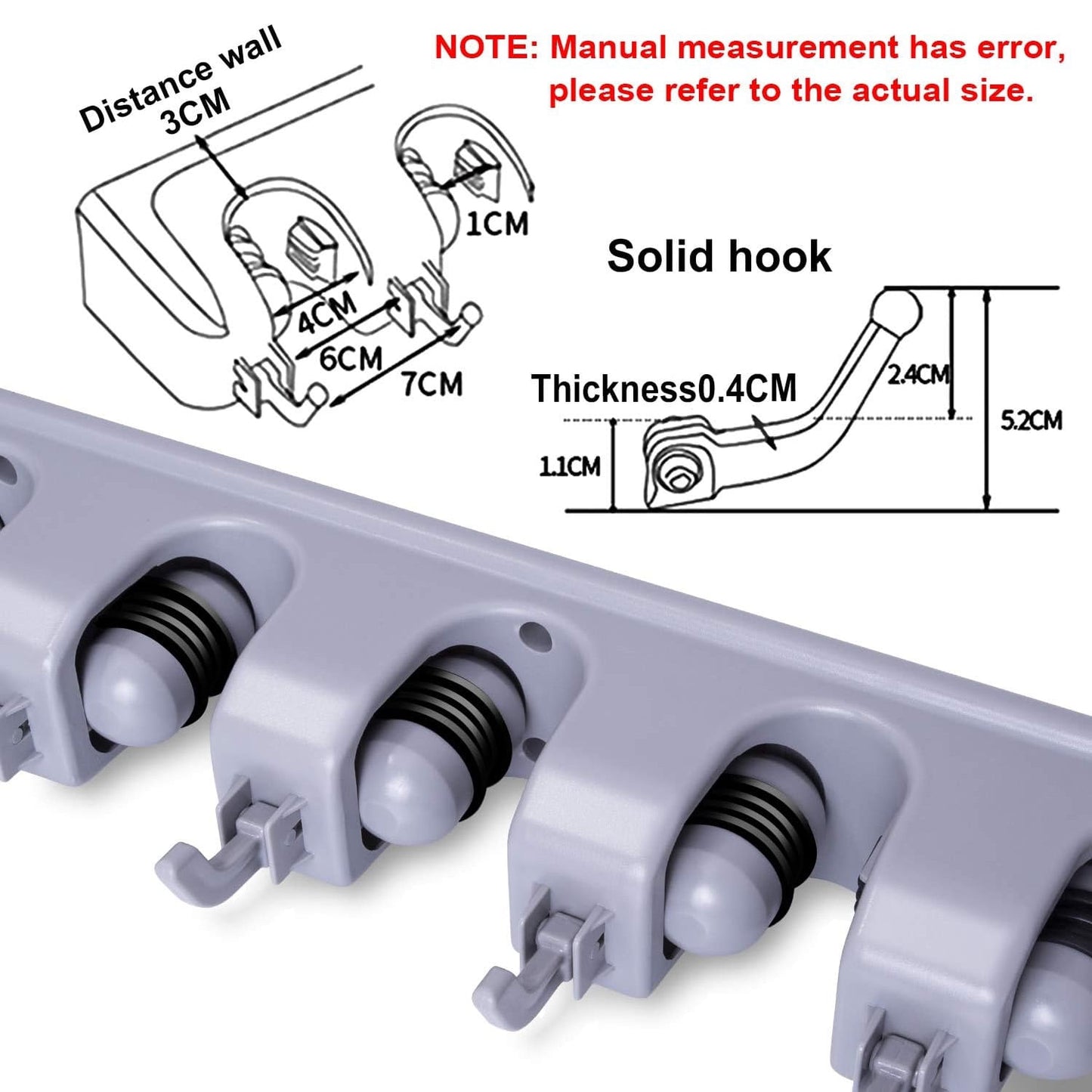 Sentryse Broom Holder Mop Hanger, Mop Holder Hanger 5 Position Home Kitchen Storage Broom Organizer Wall Mounted