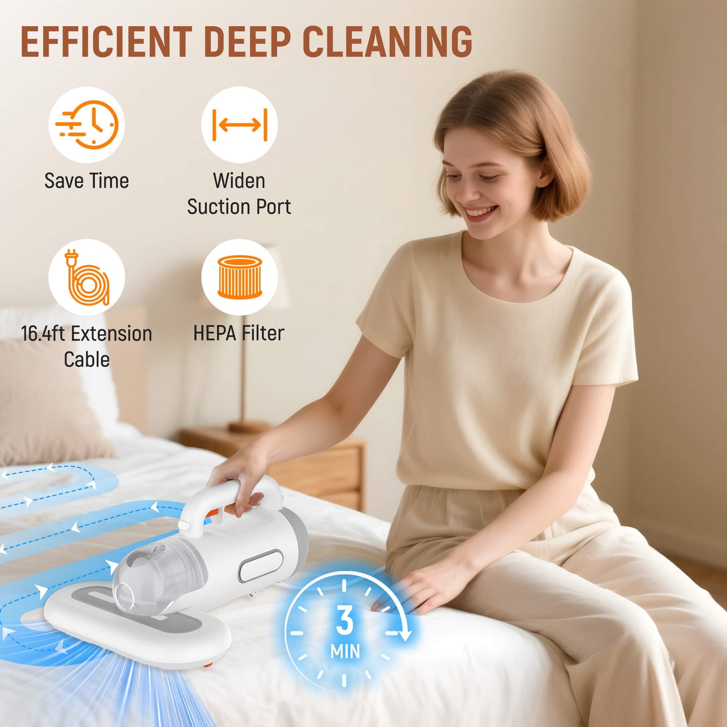 Sentryse Mattress Vacuum Cleaner, Bed Vacuum Cleaner 11Kpa Strong Suction with 253.7nm UV-C Light, Versatile Handheld Vacuums for Bed, Sofa, Couch, Pillow, 400W, Corded