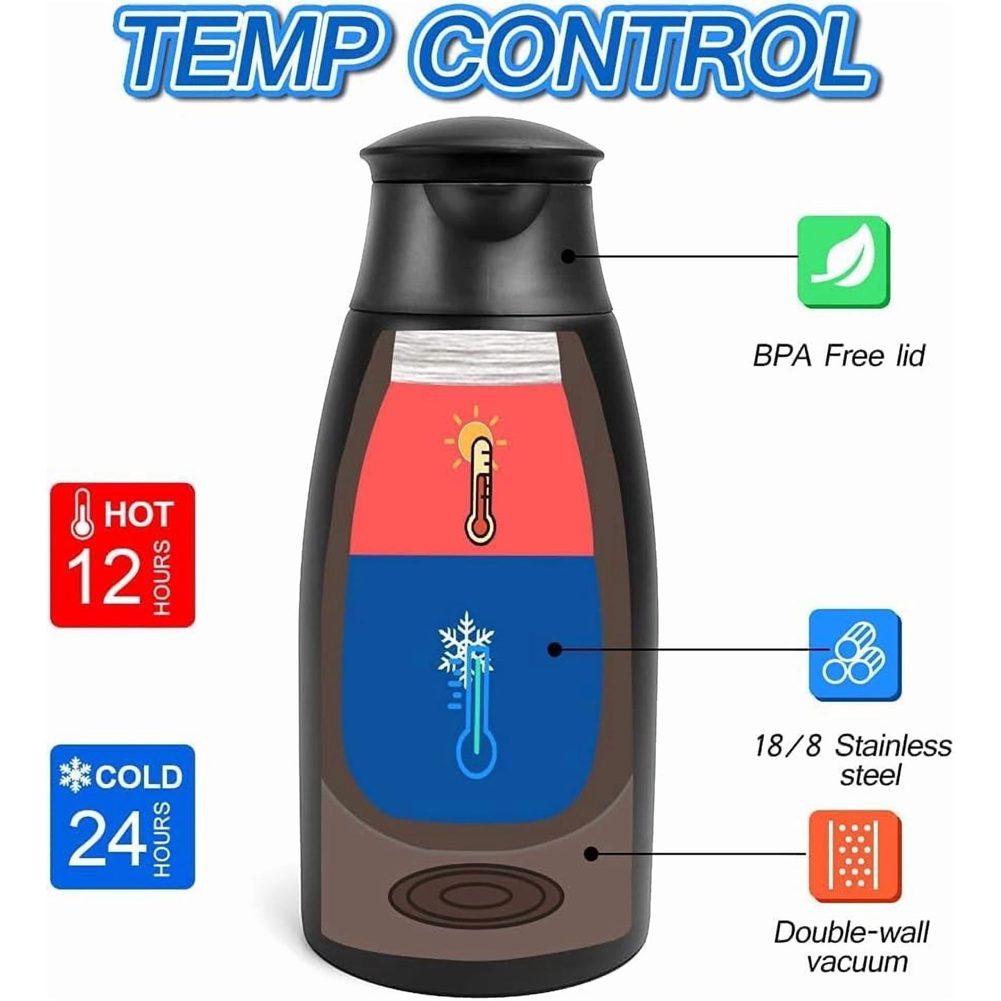 68oz Thermal Coffee Carafe, Stainless Steel Vacuum Insulated Coffee Thermos for Hot and Cold Beverage (Black)