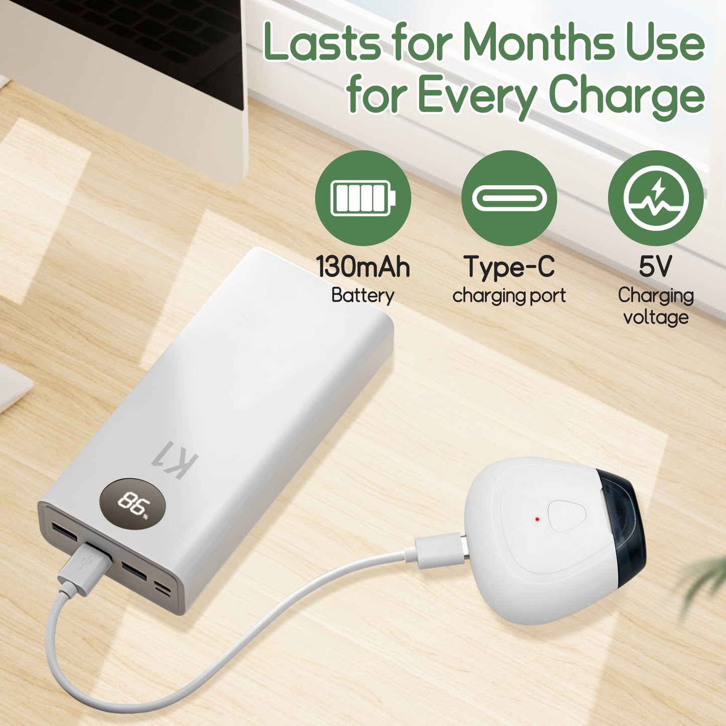 Baby Electric Nail Trimmer with LED Light, Adjustable Speed, Rechargeable Mini Baby Nail File, Baby Nail Clippers Safe for 3+ Months Old Babies (White)