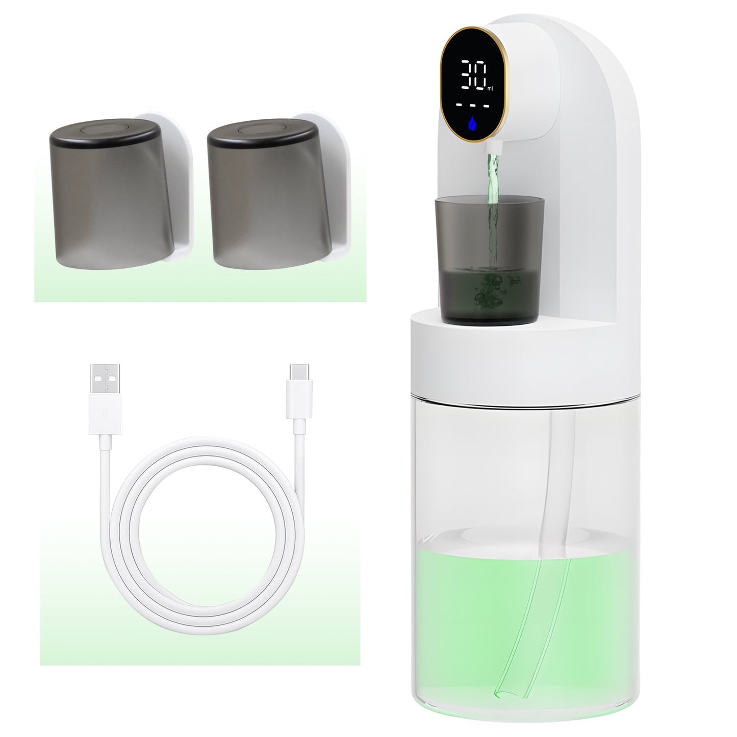 Sentryse Automatic Mouthwash Dispenser for Bathroom, 20oz /600ml Electric Mouthwash Dispenser with Magnetic Cups, 180-Day Battery life, 4 Dispensing Levels, Wall Mounted ＆ Countertop Use