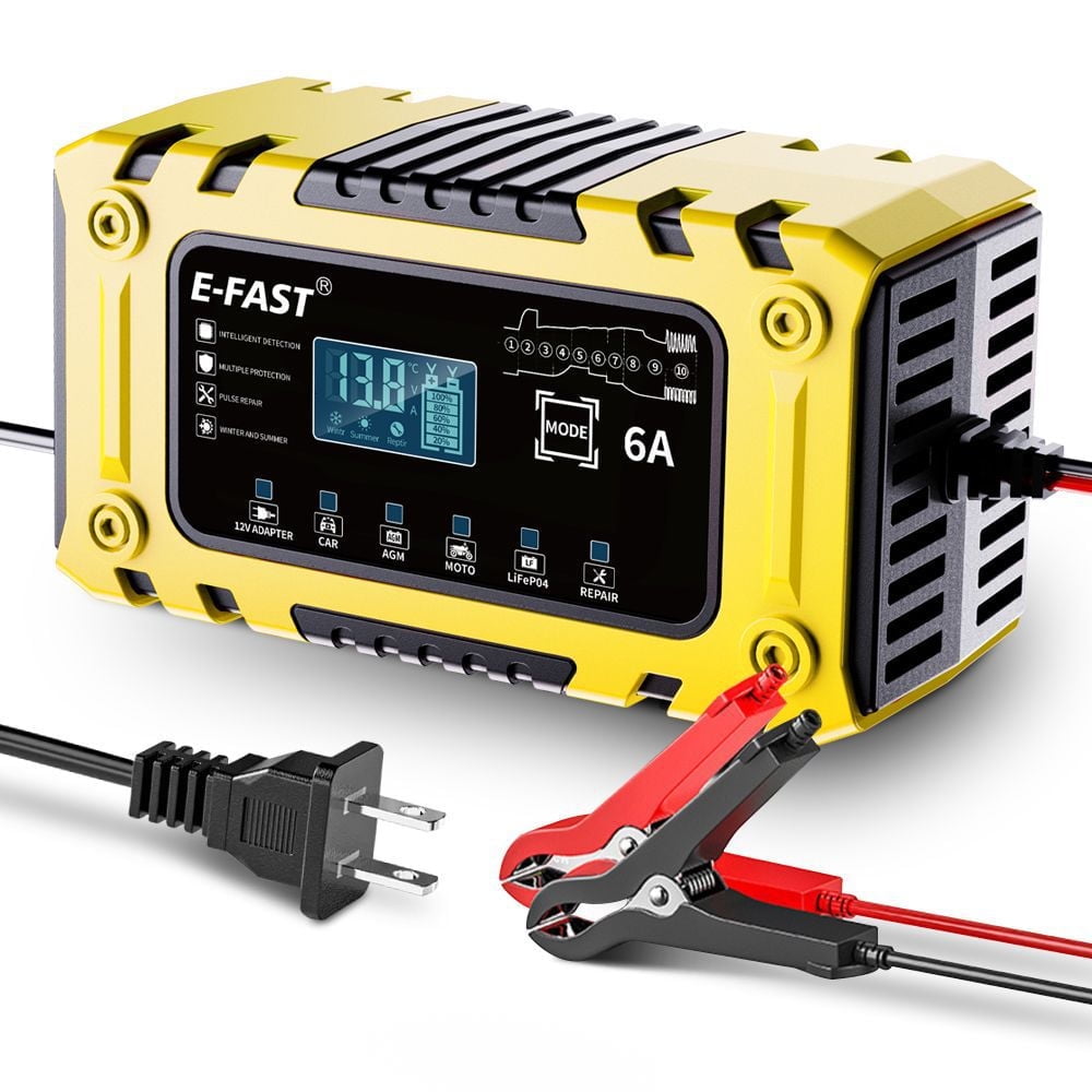 Sentryse 6A Smart Car Battery Charger, Trickle Charger 12V Fully Automatic Battery Maintainer, Float Charger and Desulfator for Motorcycle, ATV, Lithium and Deep Cycle Batteries