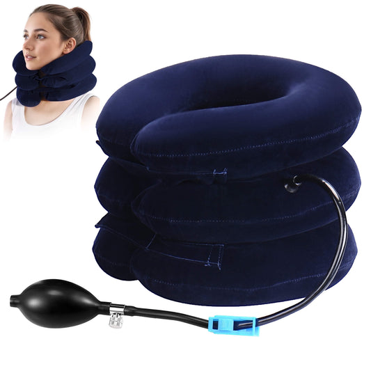 Sentryse Neck Stretcher for Pain Relief, Cervical Neck Traction Device, Adjustable Inflatable Neck Brace, Neck Traction Pillow for Home Use Neck Decompression, Blue