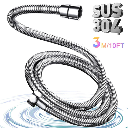 Sentryse Shower Hose Extra Long 118", Chrome Handheld Shower Head Hose with Brass Insert and Nut