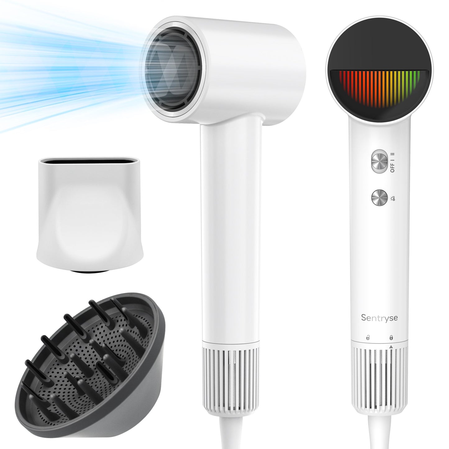 Professional Ionic Hair Dryer with Nozzle, 110000RPM Fast Drying Blow Dryer, 2-speed and 4-Heat Settings, Portable Design for Home and Travel