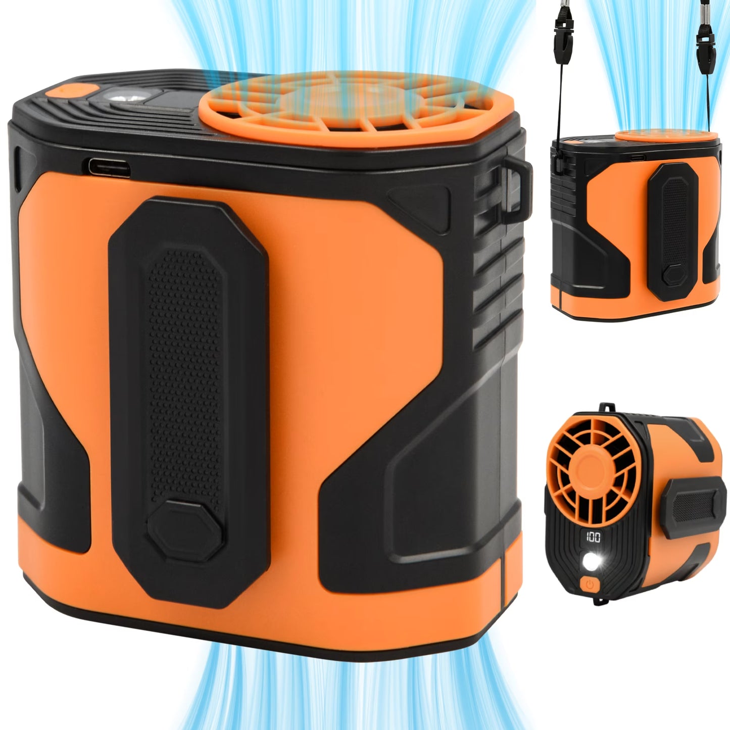 Sentryse Portable Waist Fan Clip On Wearable Belt Fan Powerful Hands-Free Cooling Fan with 100 Speeds, for Outdoor Construction Site Camping