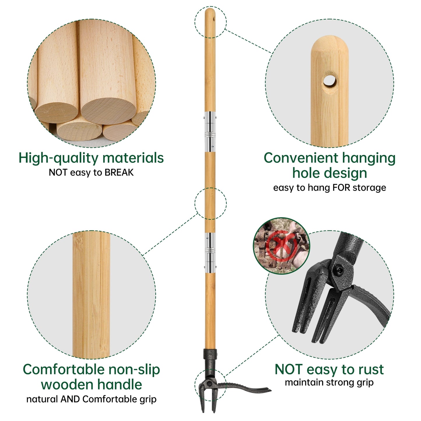 Sentryse Weed Puller Tool Stand up Weeder & Root Puller with Long Handle, 40 inches, 4-Claw Head Design, No Bending/Kneeling