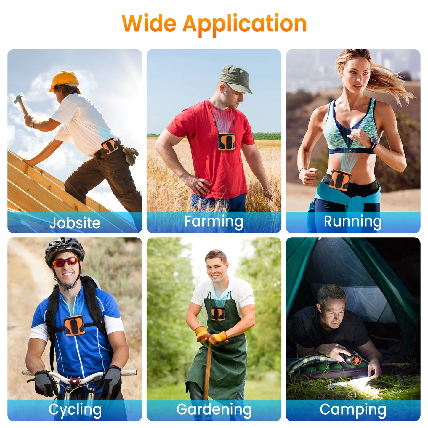 Sentryse Portable Waist Fan Clip On Wearable Belt Fan Powerful Hands-Free Cooling Fan with 100 Speeds, for Outdoor Construction Site Camping