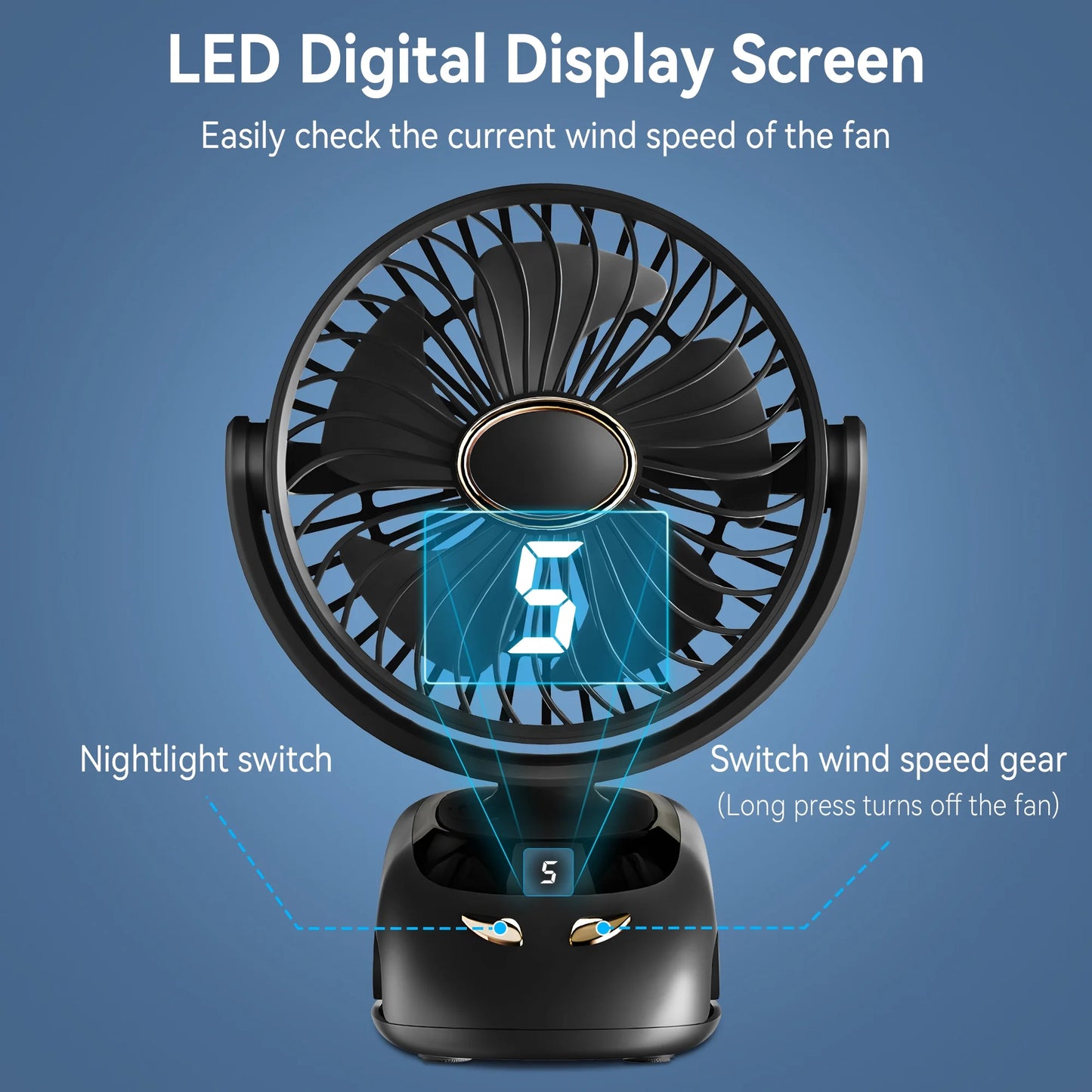 Sentryse Small Clip on Fan, Mini Bedside Desk Fan, USB Plug, with Sturdy Clamp,Black