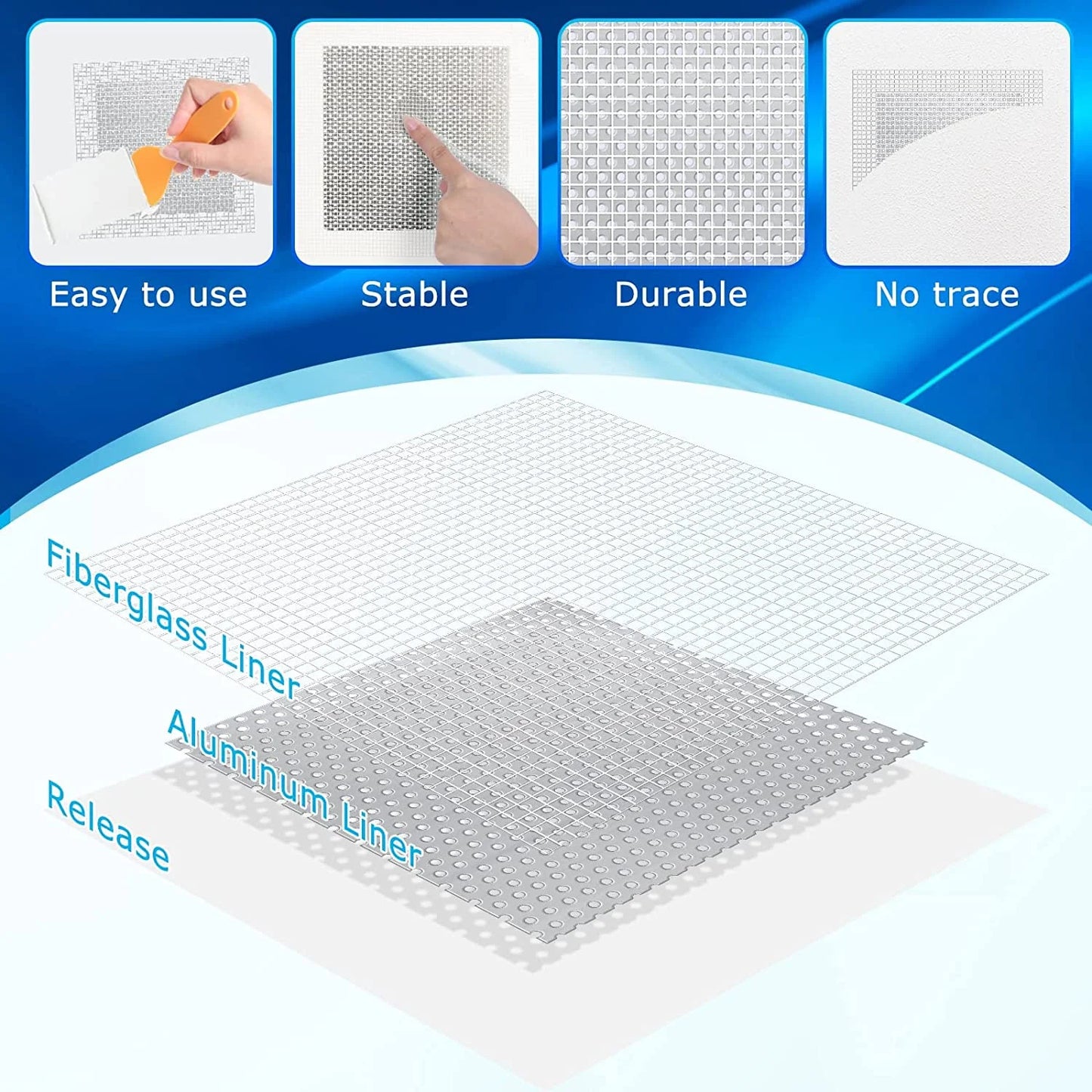 Sentryse Drywall Repair Kit 7PCS, 2/4/6 inch Dry Wall Repairs Patch with Extended Self-Adhesive Mesh