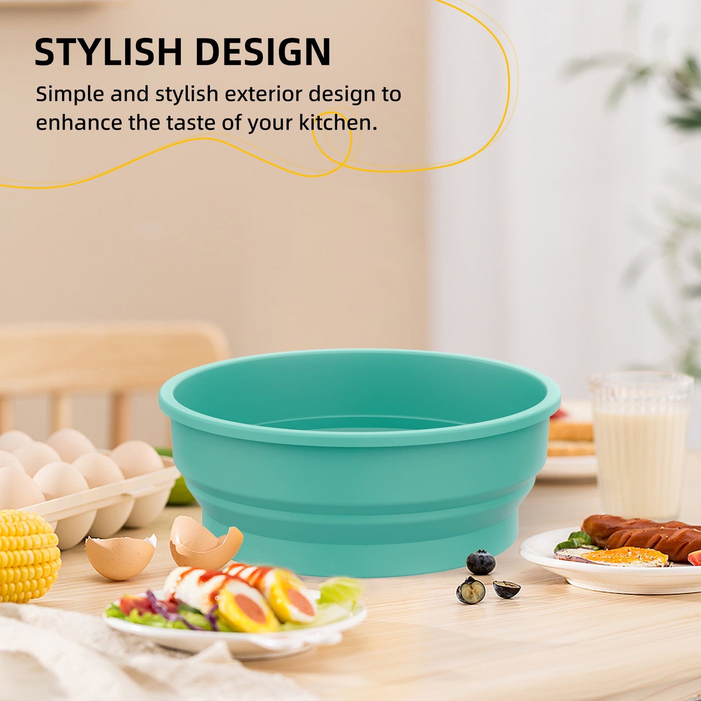 Sentryse Collapsible Batter Bowl, Mess Free Breading Shaker, Silicone Mixing Bowls with Lids, Green