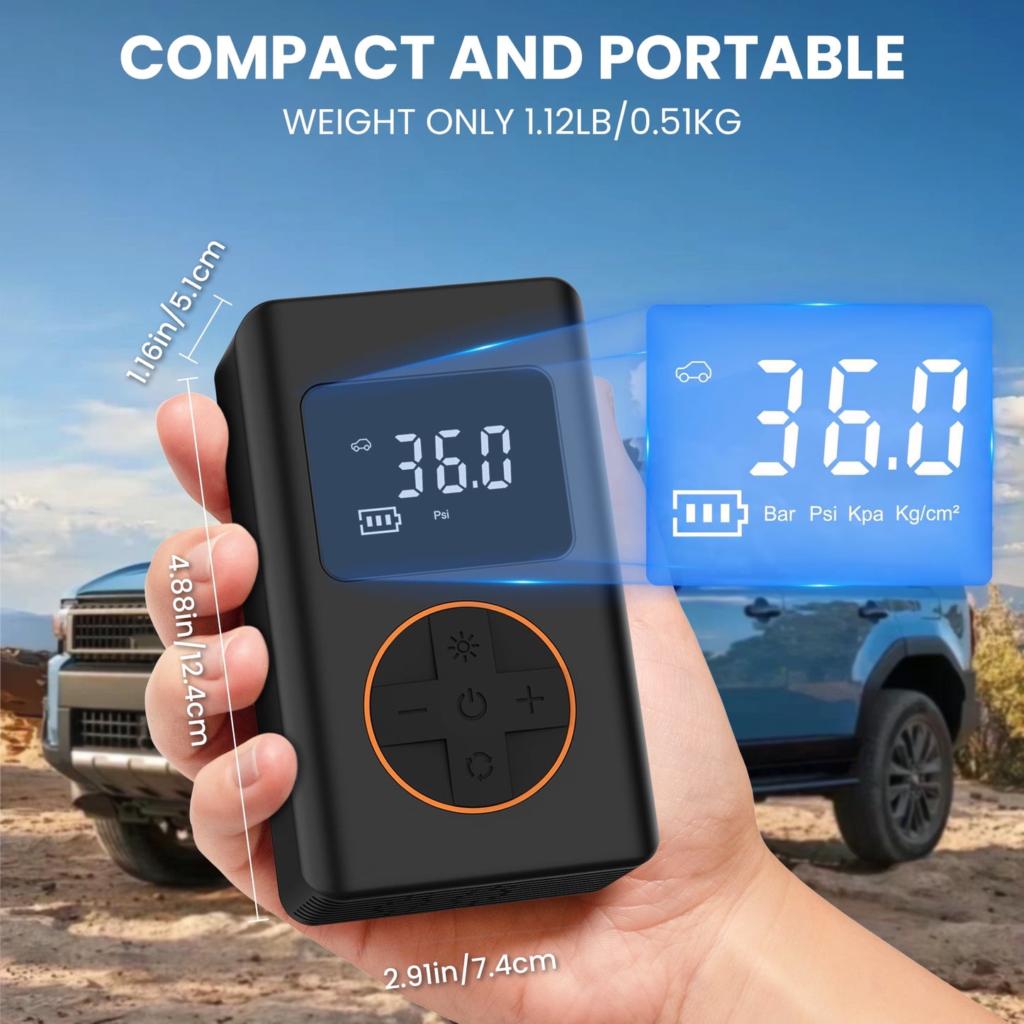 Cordless Tire Inflator Portable 150 Psi Air Compressor Tire Pumps for Car, Bicycle