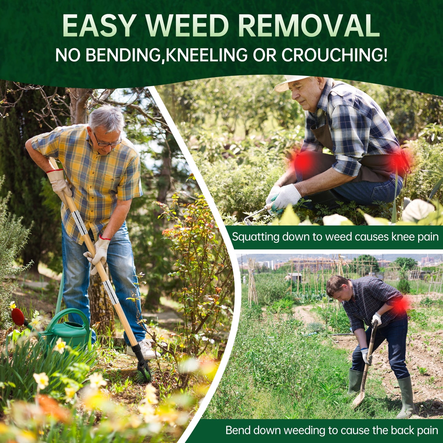 Sentryse Weed Puller Tool Stand up Weeder & Root Puller with Long Handle, 40 inches, 4-Claw Head Design, No Bending/Kneeling