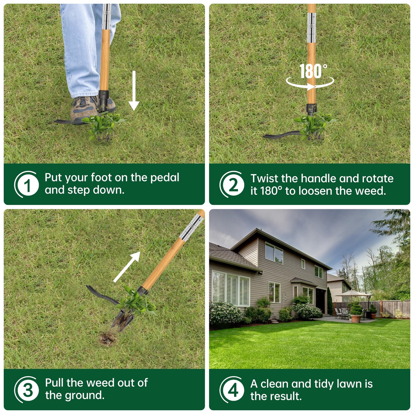 Sentryse Weed Puller Tool Stand up Weeder & Root Puller with Long Handle, 40 inches, 4-Claw Head Design, No Bending/Kneeling