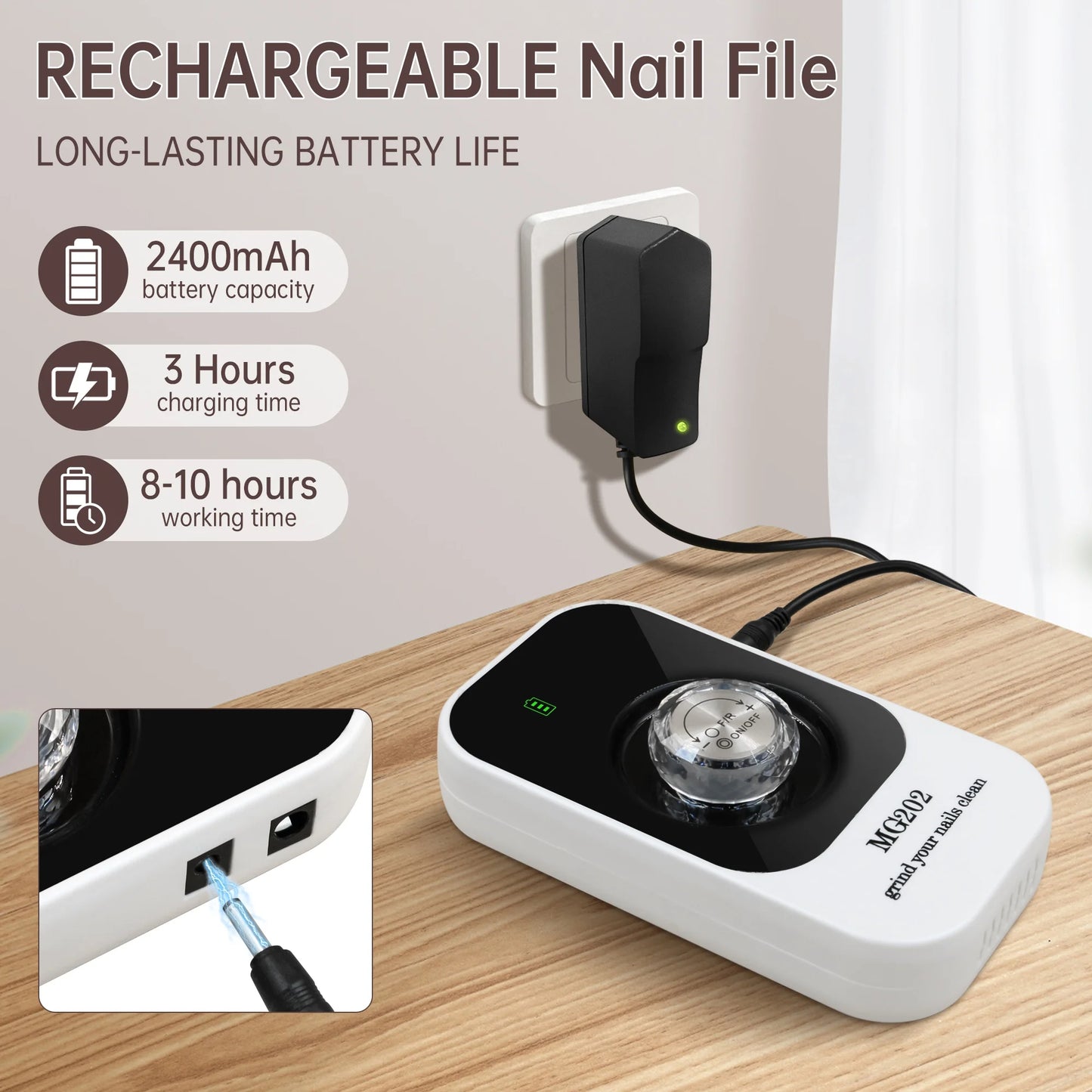 Sentryse Portable Nail Drill Electric File, 40000RPM Professional Rechargeable Nail E-File Machine with Bits & Base for Acrylic Nails Remove Nail Gel Polish Manicure for Salon Home