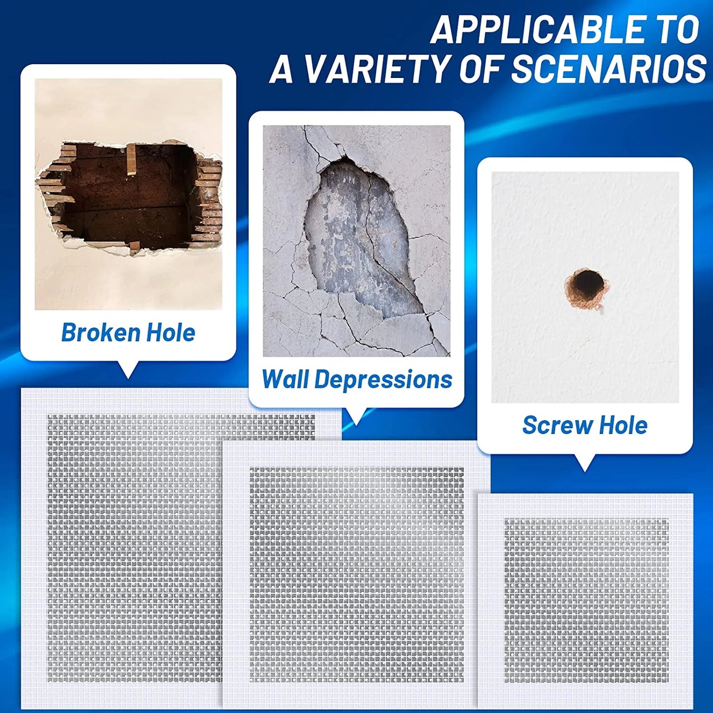 Sentryse Drywall Repair Kit 7PCS, 2/4/6 inch Dry Wall Repairs Patch with Extended Self-Adhesive Mesh