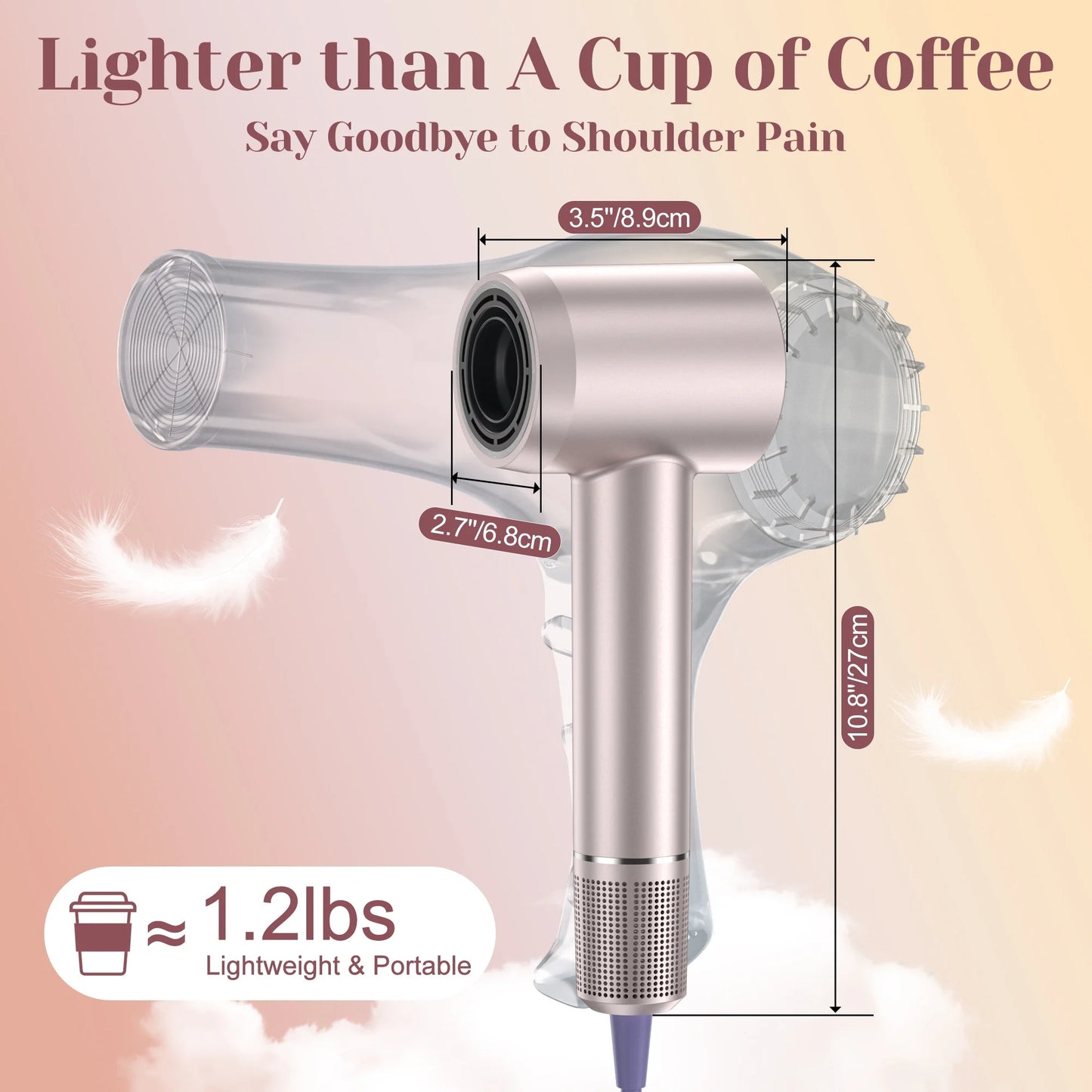 Sentryse Hair Dryer, High-Speed Ionic Blow Dryer, Lightweight Hairdryer with Diffuser, Gift Set for Women