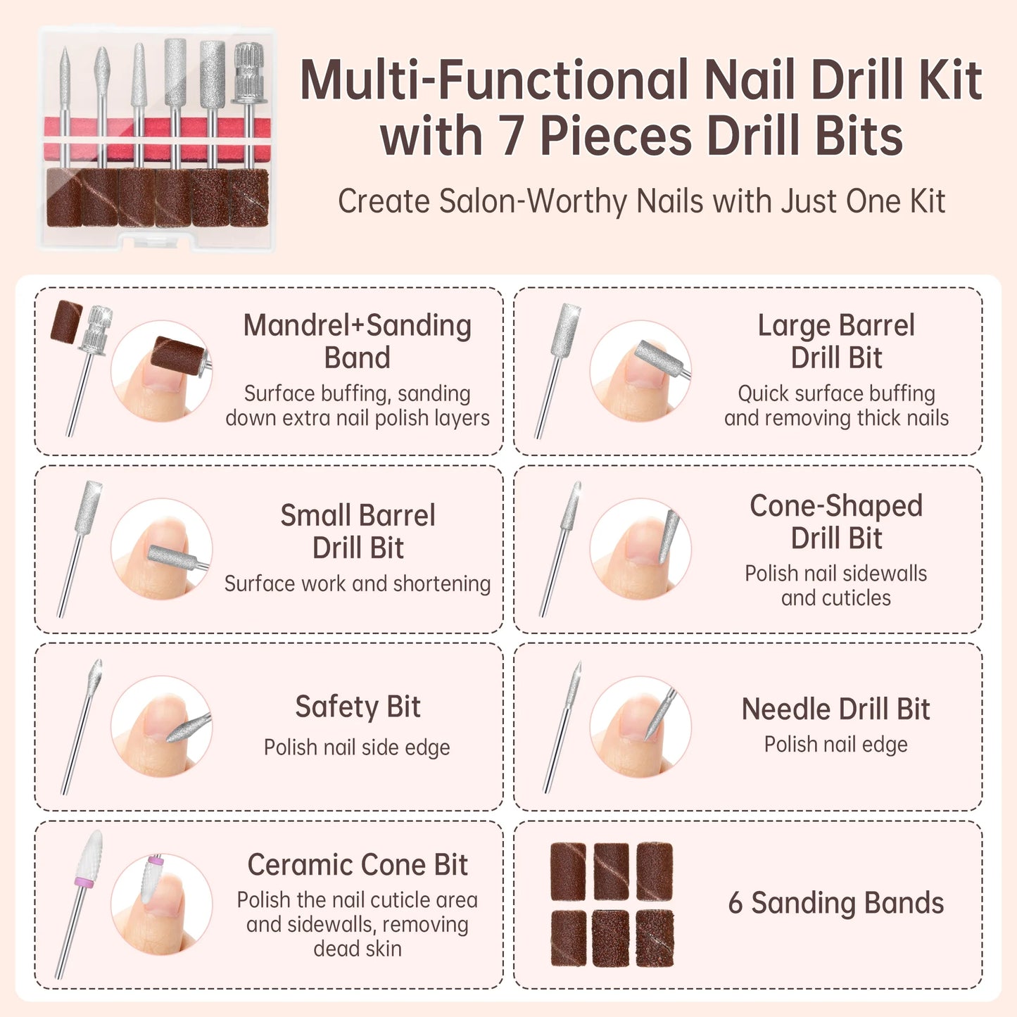 Sentryse Portable Nail Drill Electric File, 40000RPM Professional Rechargeable Nail E-File Machine with Bits & Base for Acrylic Nails Remove Nail Gel Polish Manicure for Salon Home