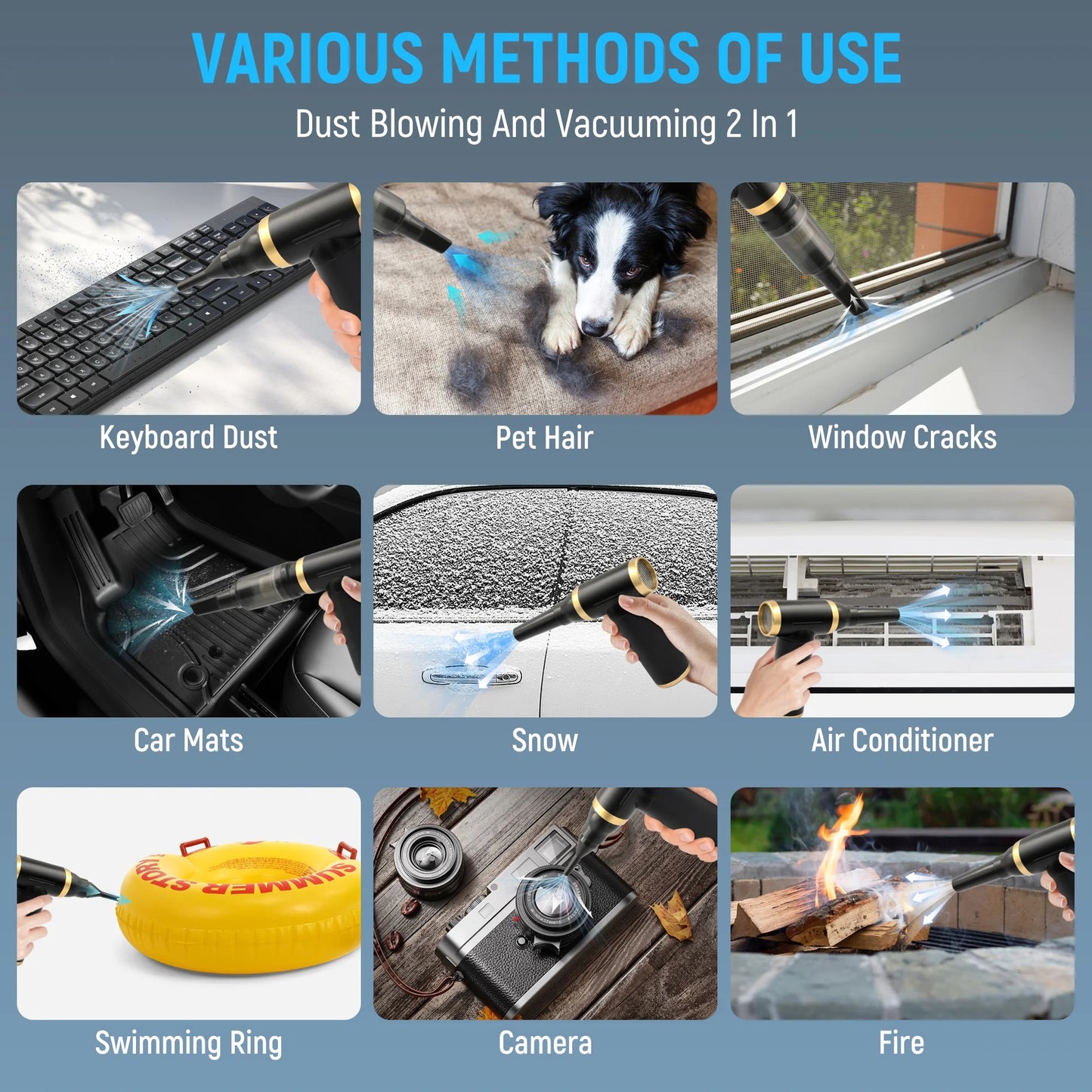 Compressed Air Duster, 200000RPM Electric Cordless Air Duster for Computer Keyboard