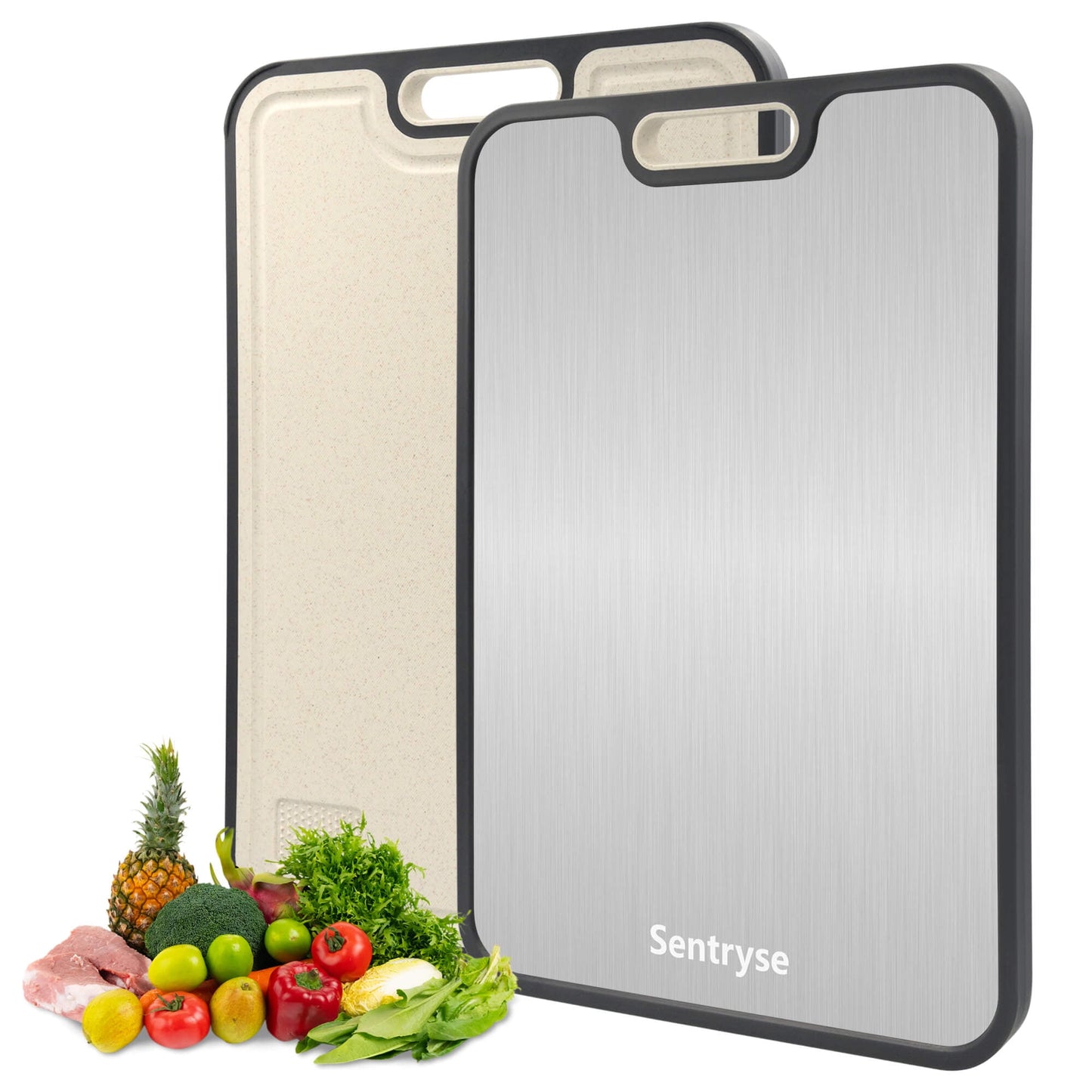 Sentryse Titanium Cutting Boards for Kitchen, Stainless Steel Cutting Board Double Sided Food Grade, Non Toxic Chopping Board Large 16'' x 11'', Dishwasher Safe, 1 Pack