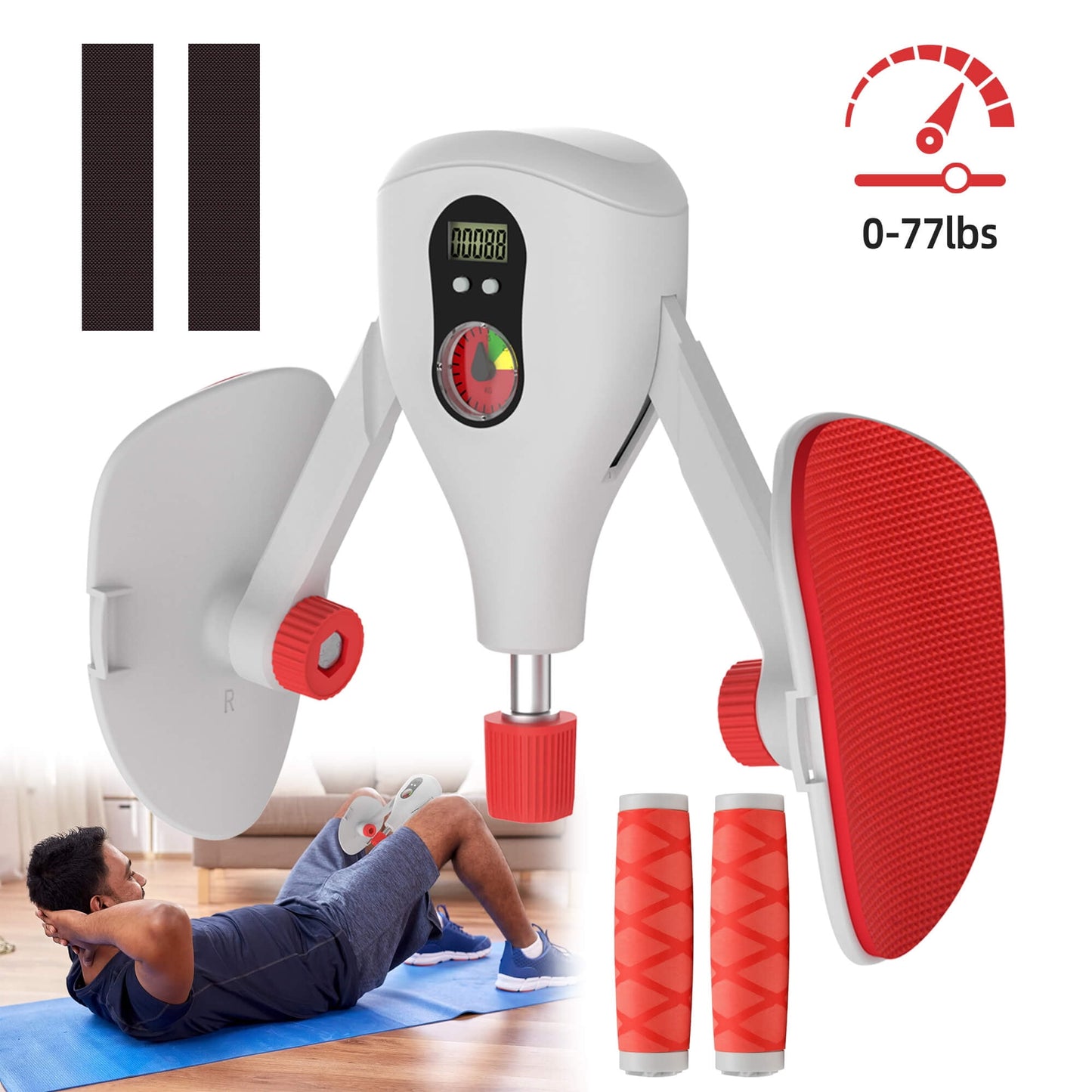 Sentryse Thigh Master 0-77 lbs Adjustable Resistance, Kegel Exerciser Pelvic Floor Muscle with Fixed Leg Straps and Replaceable Handle, Inner Thigh Exerciser for Women Men, Gray