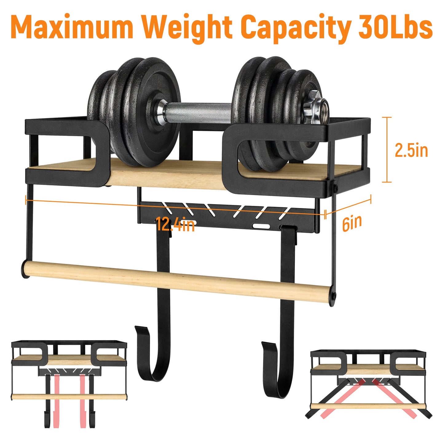 Sentryse Ironing Board Hanger, Metal Wall Mount Iron and Ironing Board Holder with Storage Shelf for Laundry Room, Black