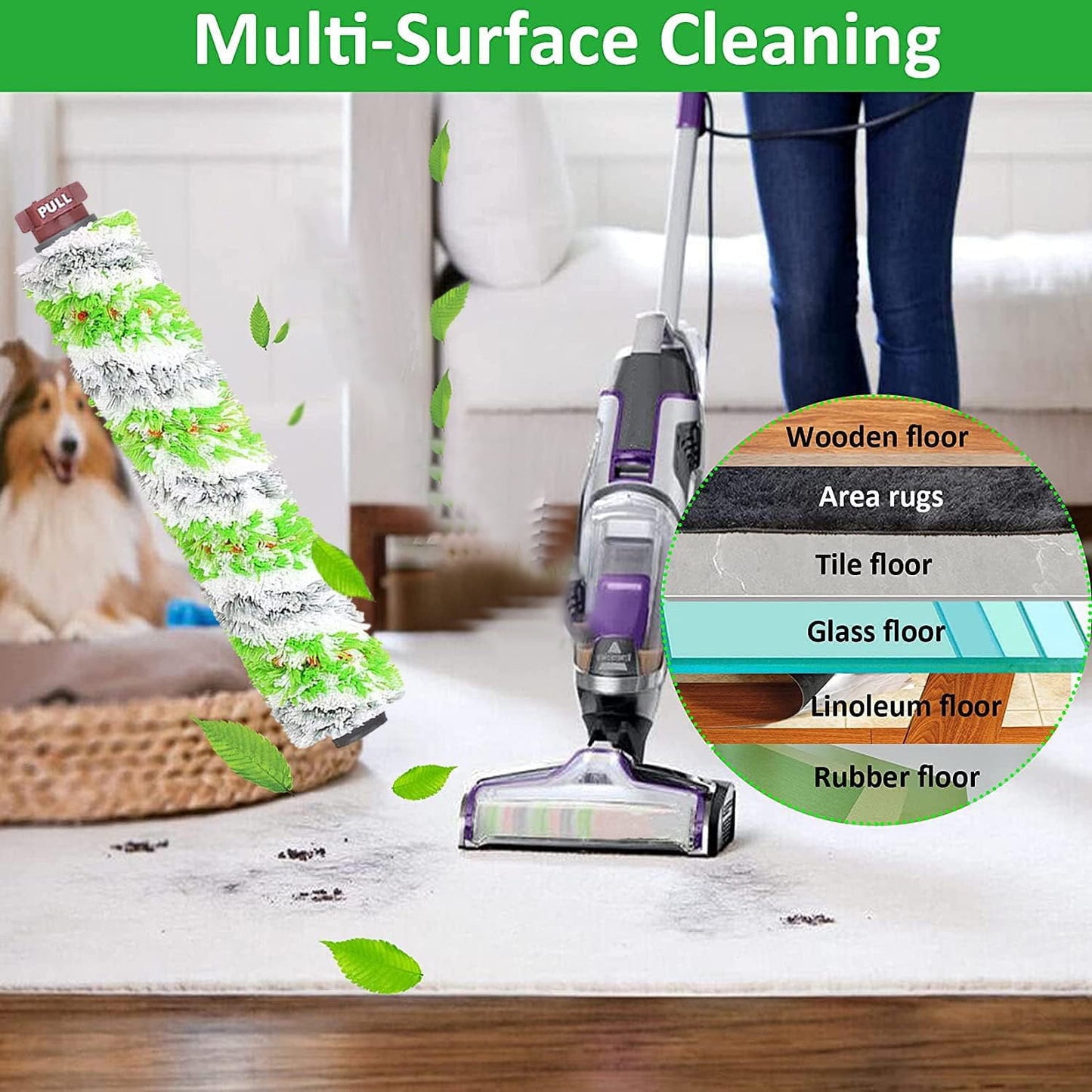 Replacement Parts for Bissell CrossWave Vacuum Cleaner, Roller Brushes Filters Kit, 4 Pack