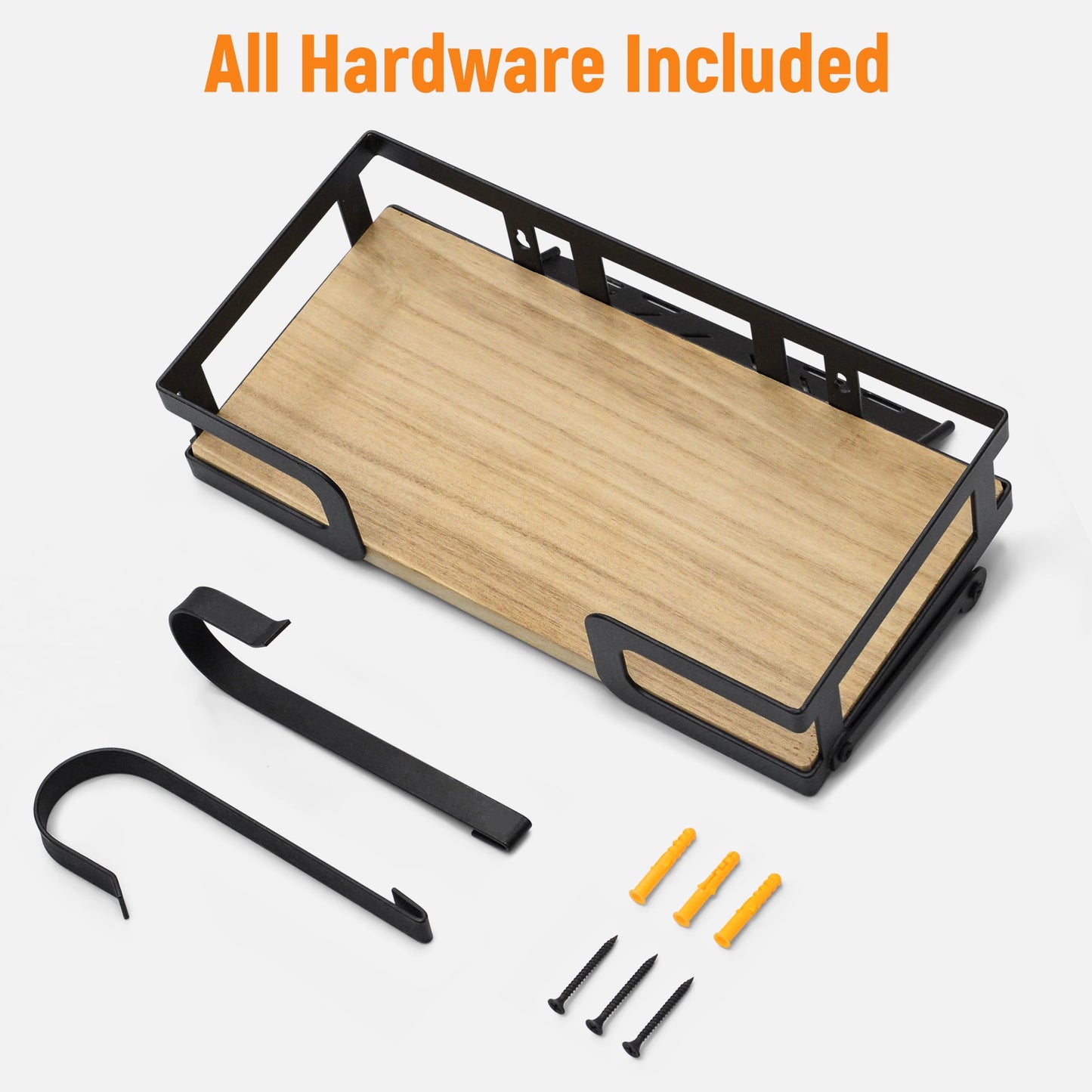 Sentryse Ironing Board Hanger, Metal Wall Mount Iron and Ironing Board Holder with Storage Shelf for Laundry Room, Black