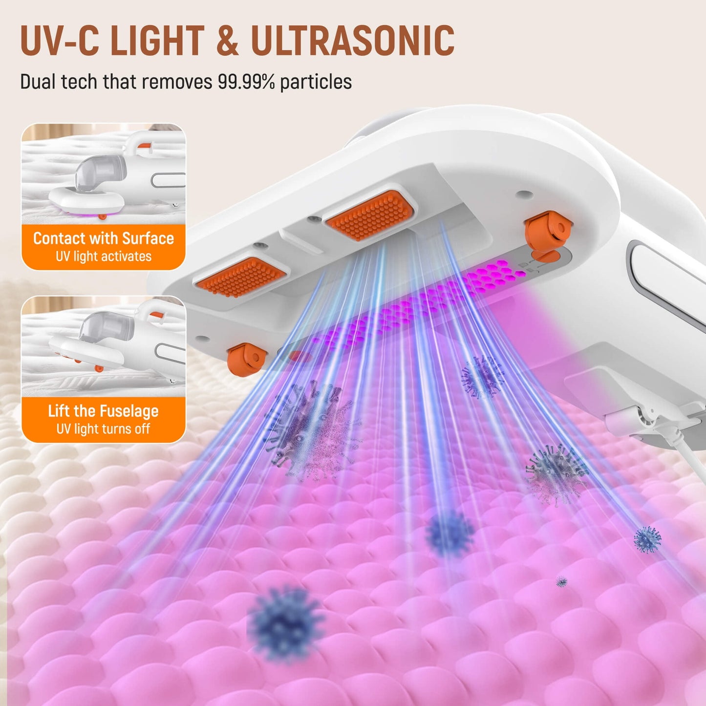 Sentryse Mattress Vacuum Cleaner, Bed Vacuum Cleaner 11Kpa Strong Suction with 253.7nm UV-C Light, Versatile Handheld Vacuums for Bed, Sofa, Couch, Pillow, 400W, Corded