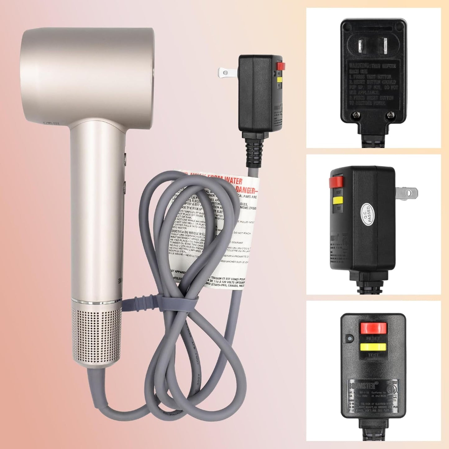 Hair Dryer, 110,000RPM High Speed Motor for Fast Drying, Low Noise Thermal Control Hair Dryer, Negative Ionic Blow Dryer for Women and Men (Rose Gold)