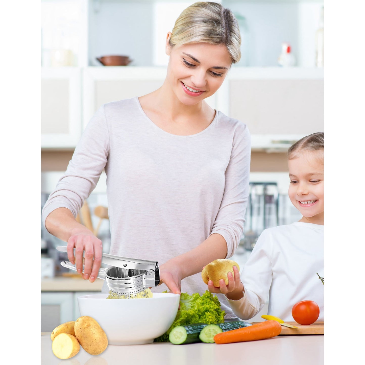 Sentryse Potato Ricer, Stainless Steel Potato Masher, Fruit and Vegetables Press Kitchen Tool, 15oz