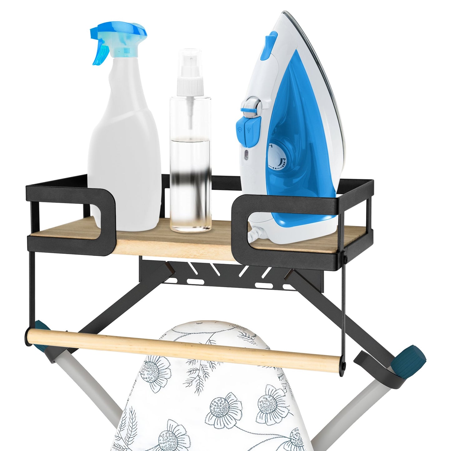 Sentryse Ironing Board Hanger, Metal Wall Mount Iron and Ironing Board Holder with Storage Shelf for Laundry Room, Black