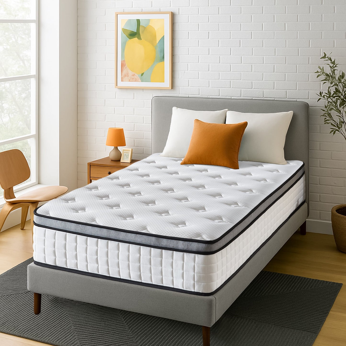 12" Twin Mattress, Euro Top Foam & Pocket Spring Hybrid Mattress in a Box, Plush Comfort, Pressure Relief and Motion Isolation