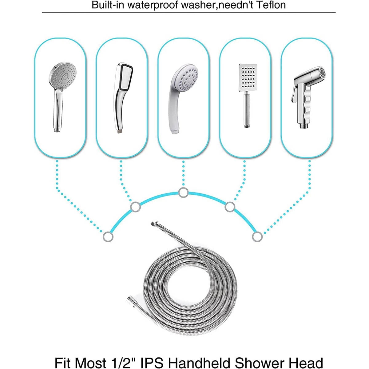 Sentryse Shower Hose Extra Long 118", Chrome Handheld Shower Head Hose with Brass Insert and Nut