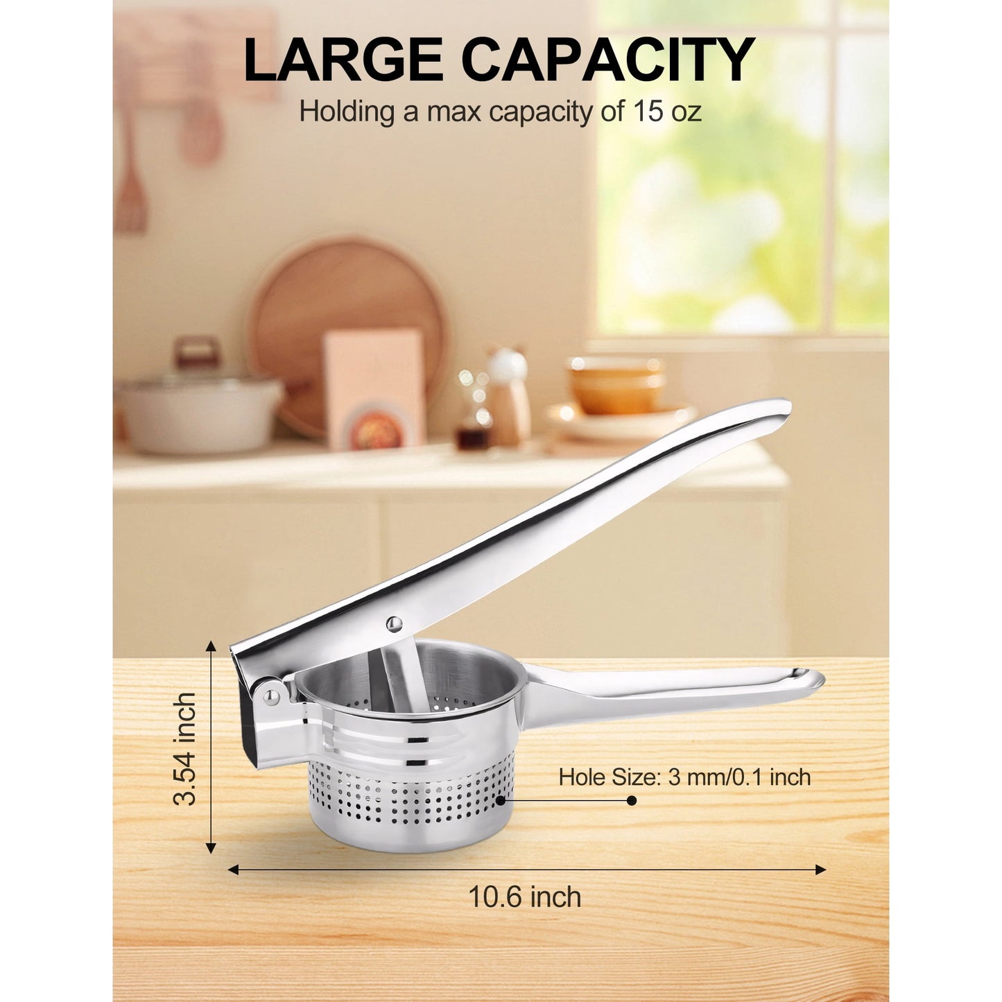 Sentryse Potato Ricer, Stainless Steel Potato Masher, Fruit and Vegetables Press Kitchen Tool, 15oz