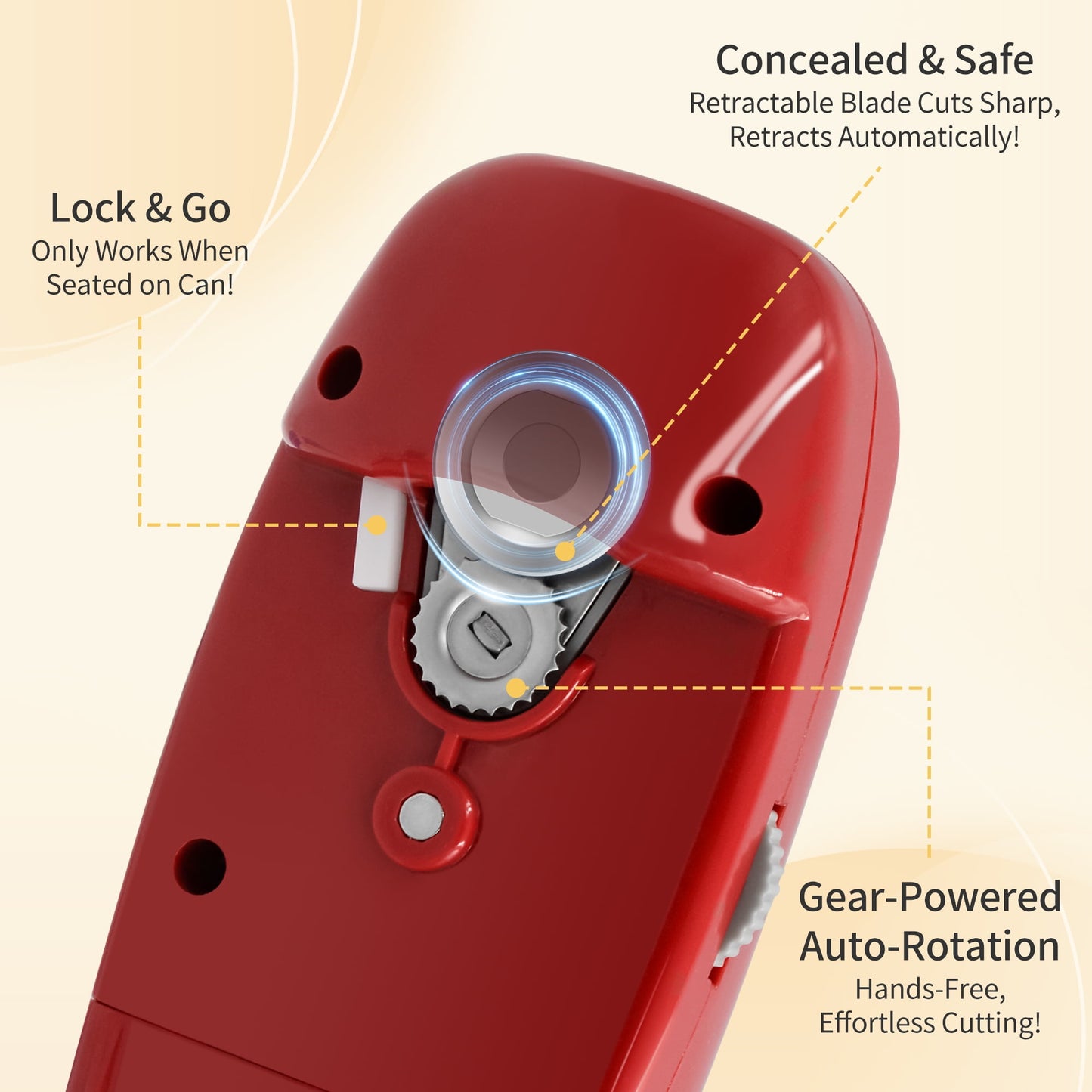 Sentryse Electric Can Opener, One-Touch, Hands-Free Automatic Can Openers for Kitchen, Smooth Edge Safe for Food Prep, Fits All Round Cans (Red)
