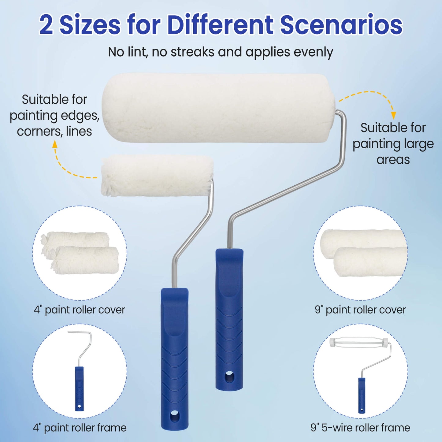 Tidymend Paint Roller Kit, 28 Pcs Paint Rollers with Extension Pole, Roller Paint Brush for Painting Walls