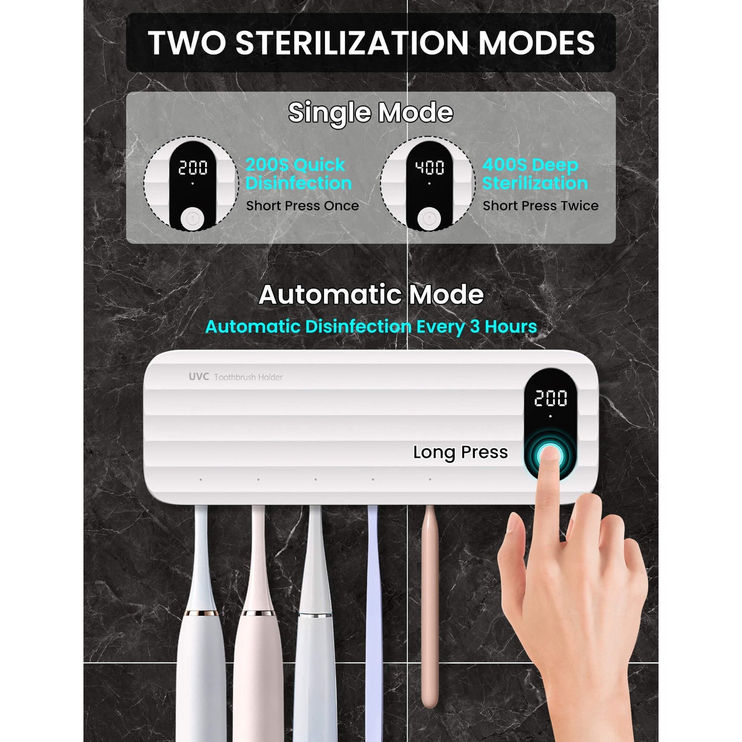 Sentryse Toothbrush Holders for Bathrooms, Electric Toothbrush Holder Wall Mounted with 5 Brush Slots Bathroom Accessories