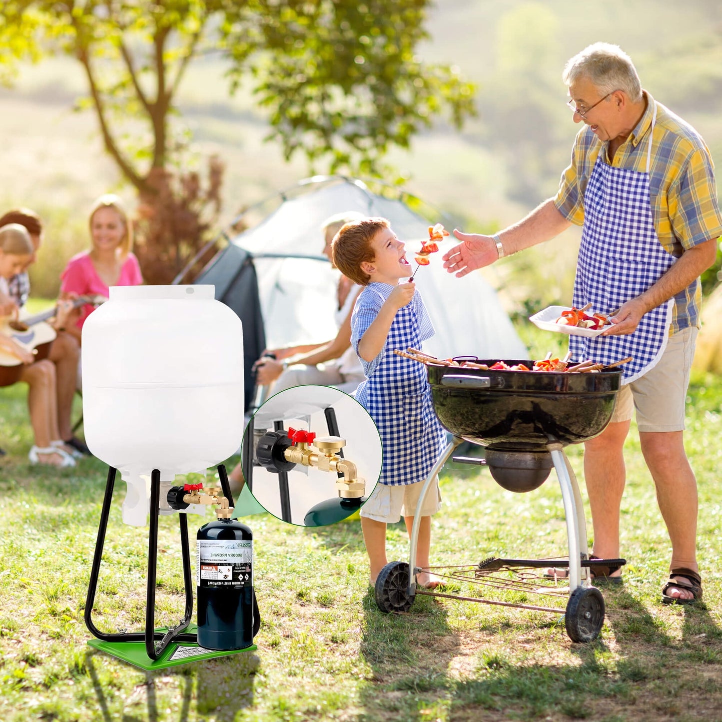 Sentryse Propane Refill Adapter with Valve and Gauge, Fill 1 lb Bottles from 20 lb Tank, Solid Brass