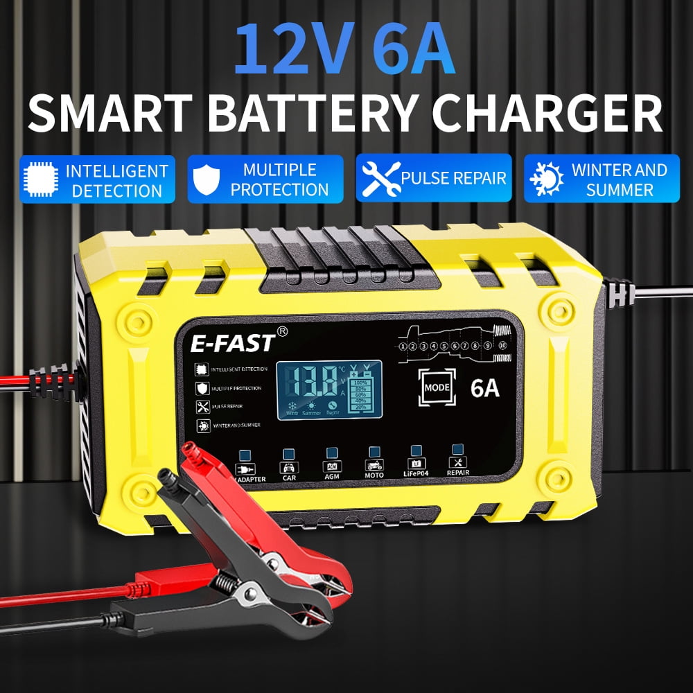 Sentryse 6A Smart Car Battery Charger, Trickle Charger 12V Fully Automatic Battery Maintainer, Float Charger and Desulfator for Motorcycle, ATV, Lithium and Deep Cycle Batteries