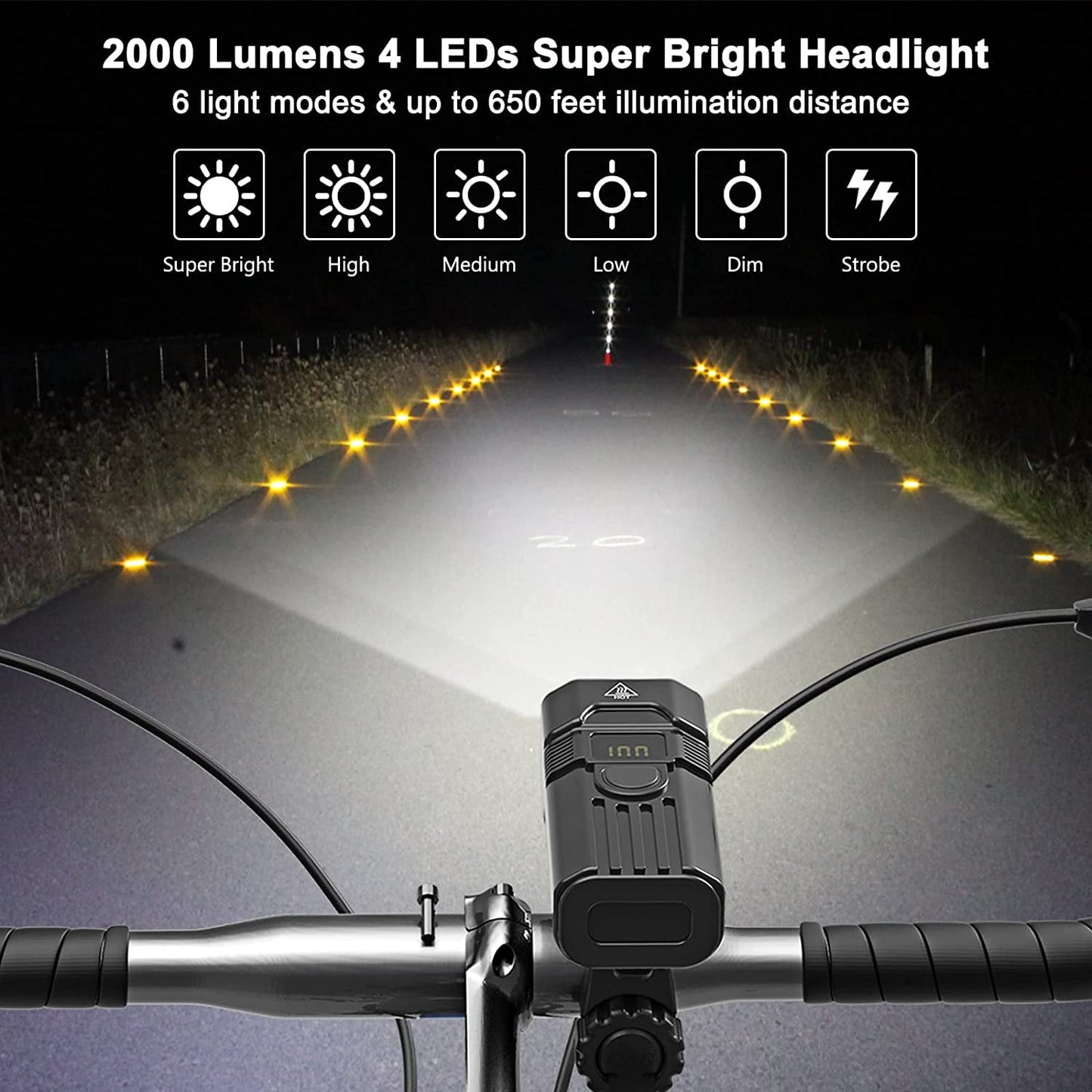 Tidymend Ultra Bright USB Rechargeable Bike Light Set, Powerful Bicycle Front Headlight and Back Taillight, Easy to Install for Road, Mountain, Night Riding