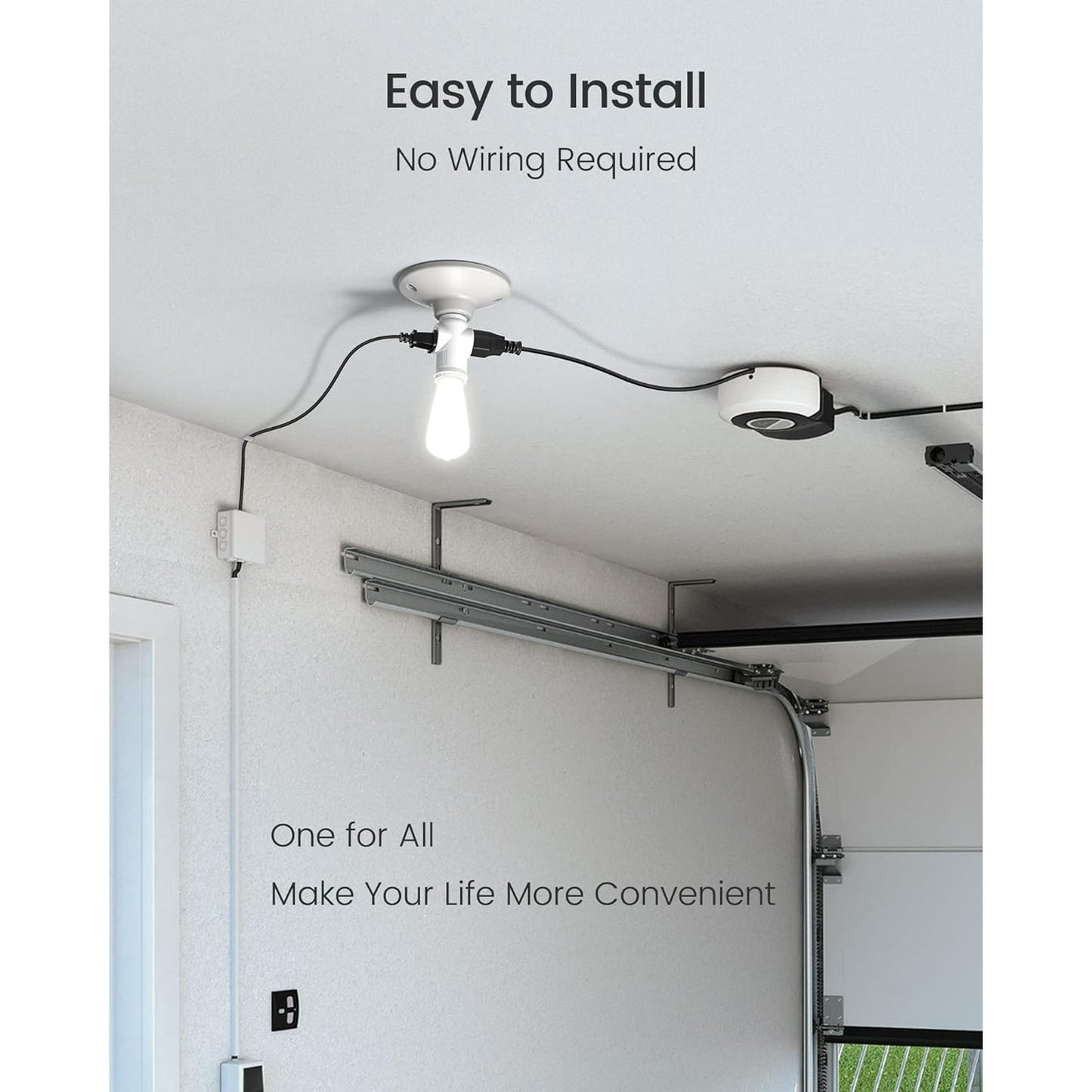 Sentryse 3 Prong E26 Light Socket to Plug Adapter, Heat Resistant Light Socket 2/3 Prong Outlet Light Bulb Plug Splitter Converter for Garage Porch, 2 Pack