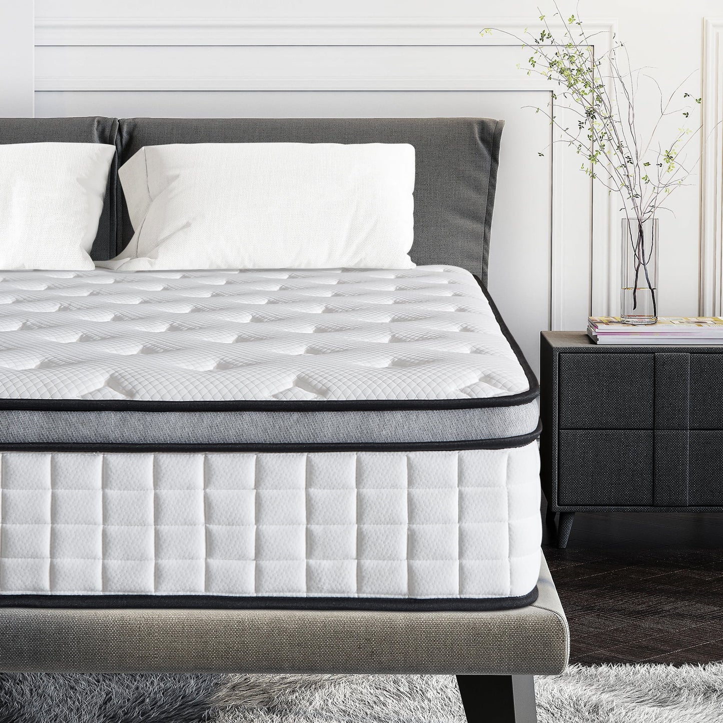 12" Queen Mattress, Euro Top Foam & Pocket Spring Hybrid Mattress in a Box, Plush Comfort, Pressure Relief and Motion Isolation