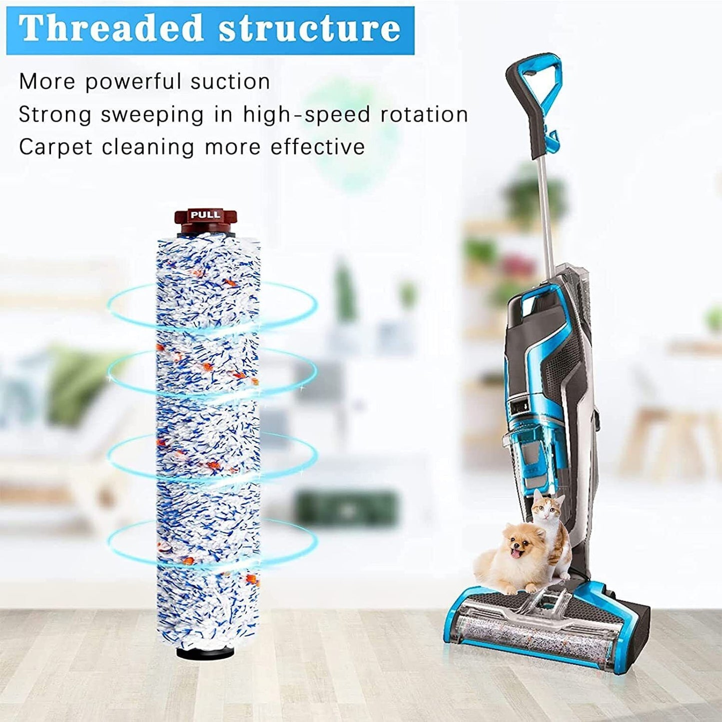 Replacement Parts for Bissell CrossWave Vacuum Cleaner, Roller Brushes Filters Kit, 4 Pack