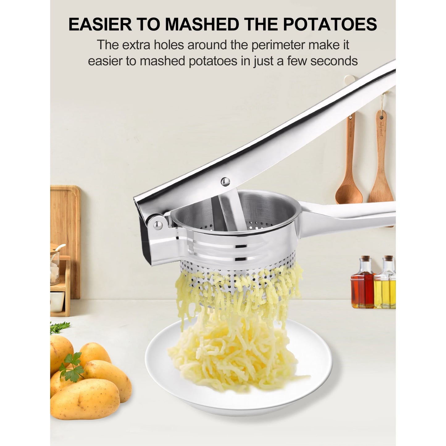 Sentryse Potato Ricer, Stainless Steel Potato Masher, Fruit and Vegetables Press Kitchen Tool, 15oz