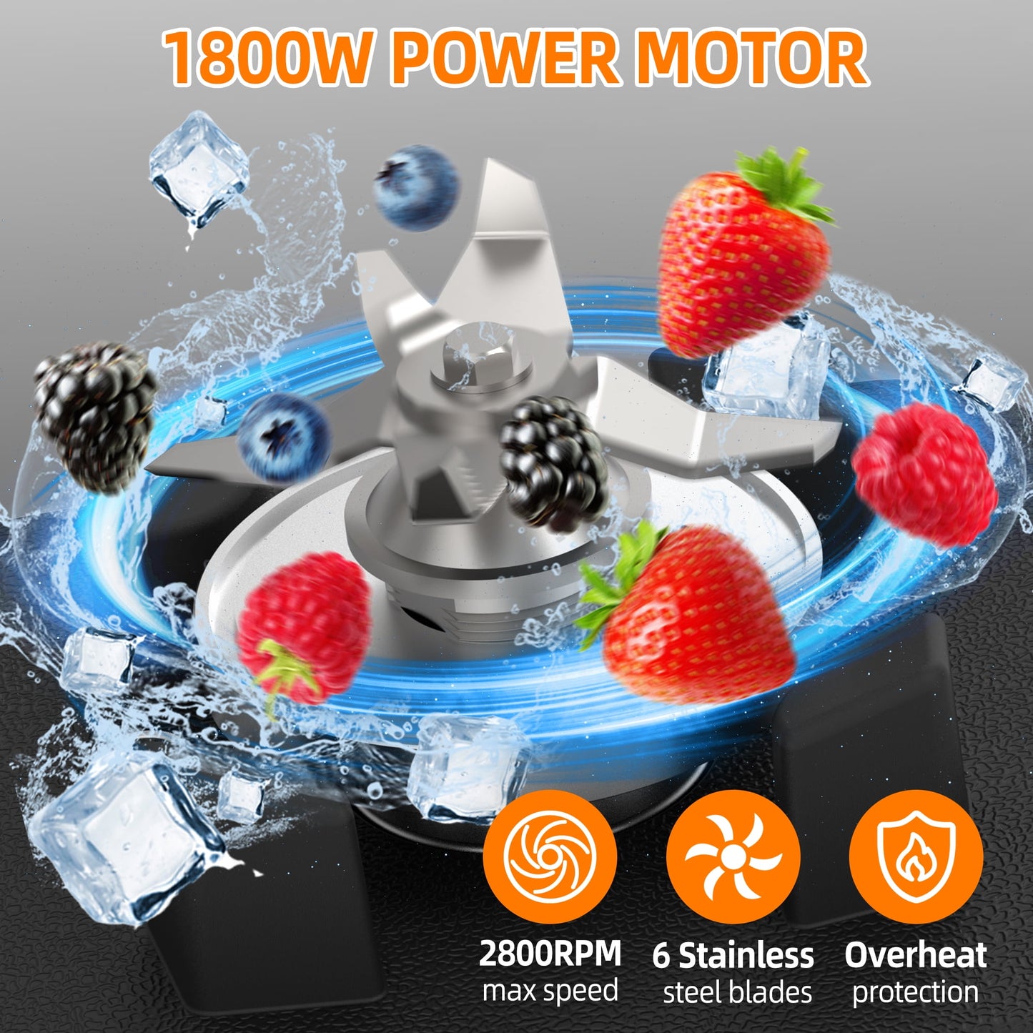 68oz+20oz Smoothie Blender and Grinder Combo, Countertop Blenders for Kitchen, 1800 Watt High Speed Blender for Smoothies, Ice Crushing, Fresh Juice, Frozen Drinks, Puree